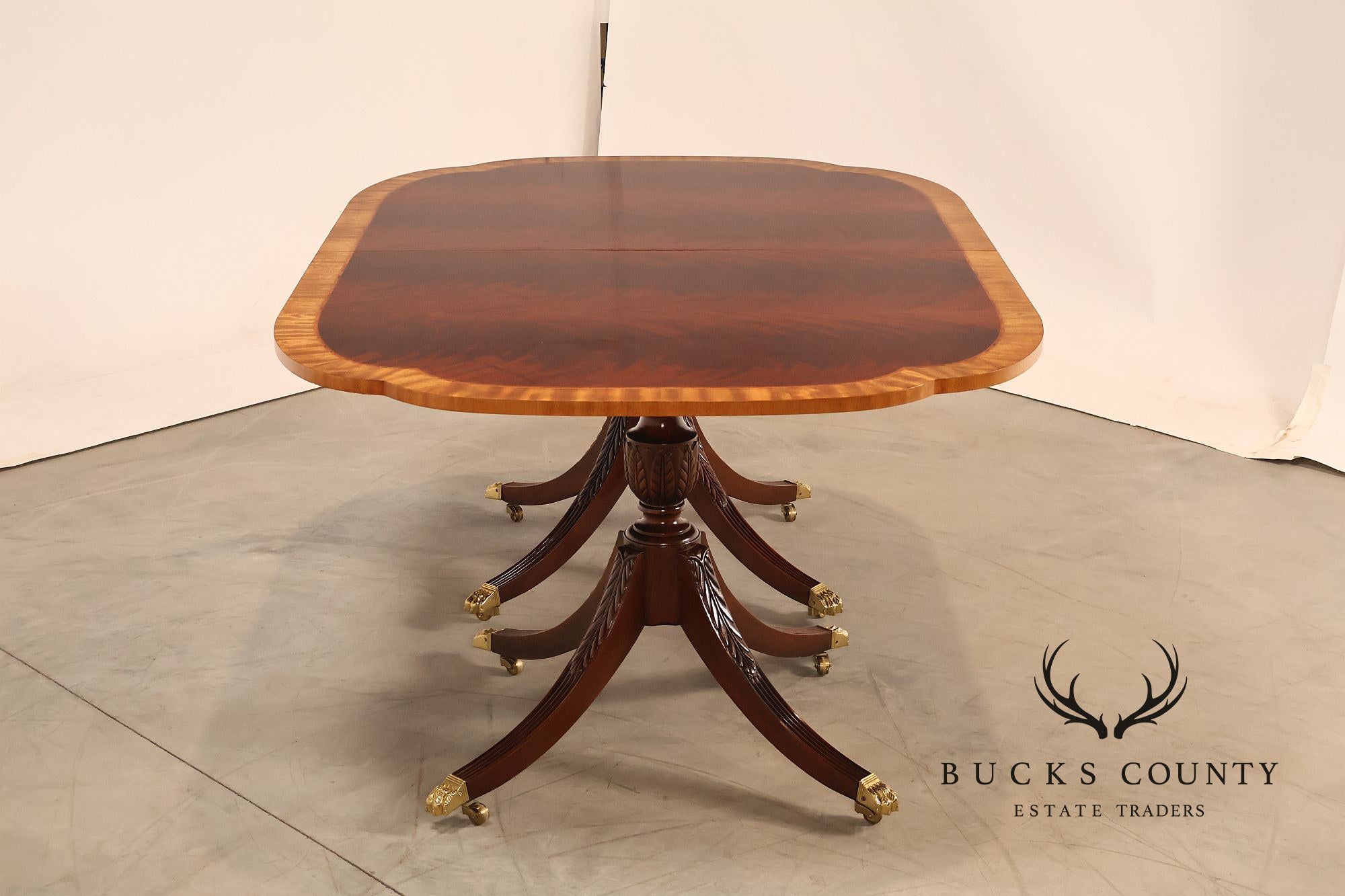Councill Furniture Banded Mahogany Double Pedestal Dining Table