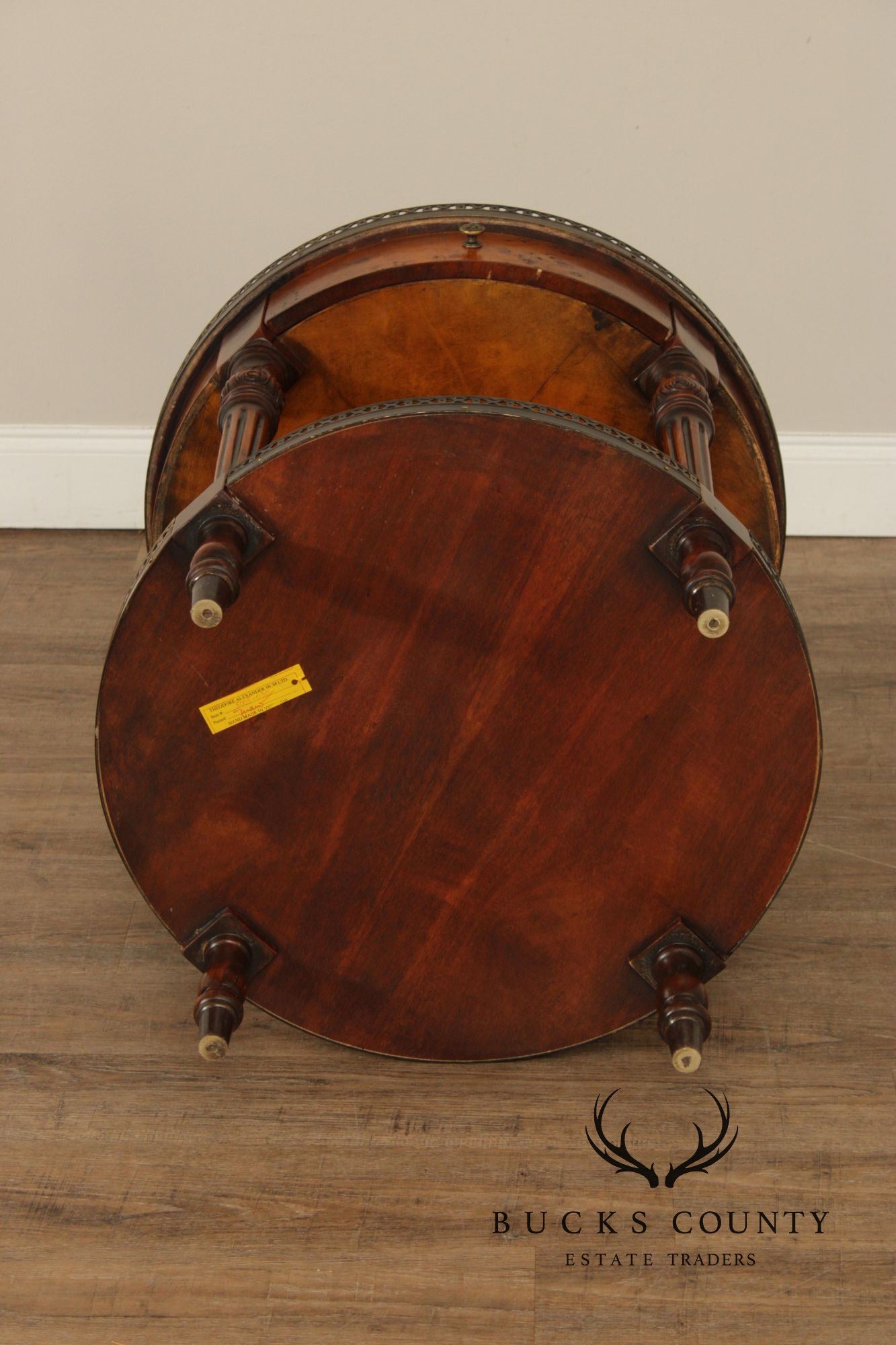 Theodore Alexander Round Two-Tier Inlaid Occasional Table