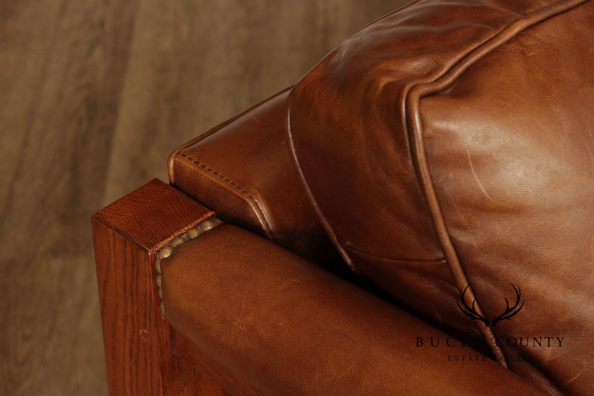 Stickley Highlands Mission Oak Leather Loveseat