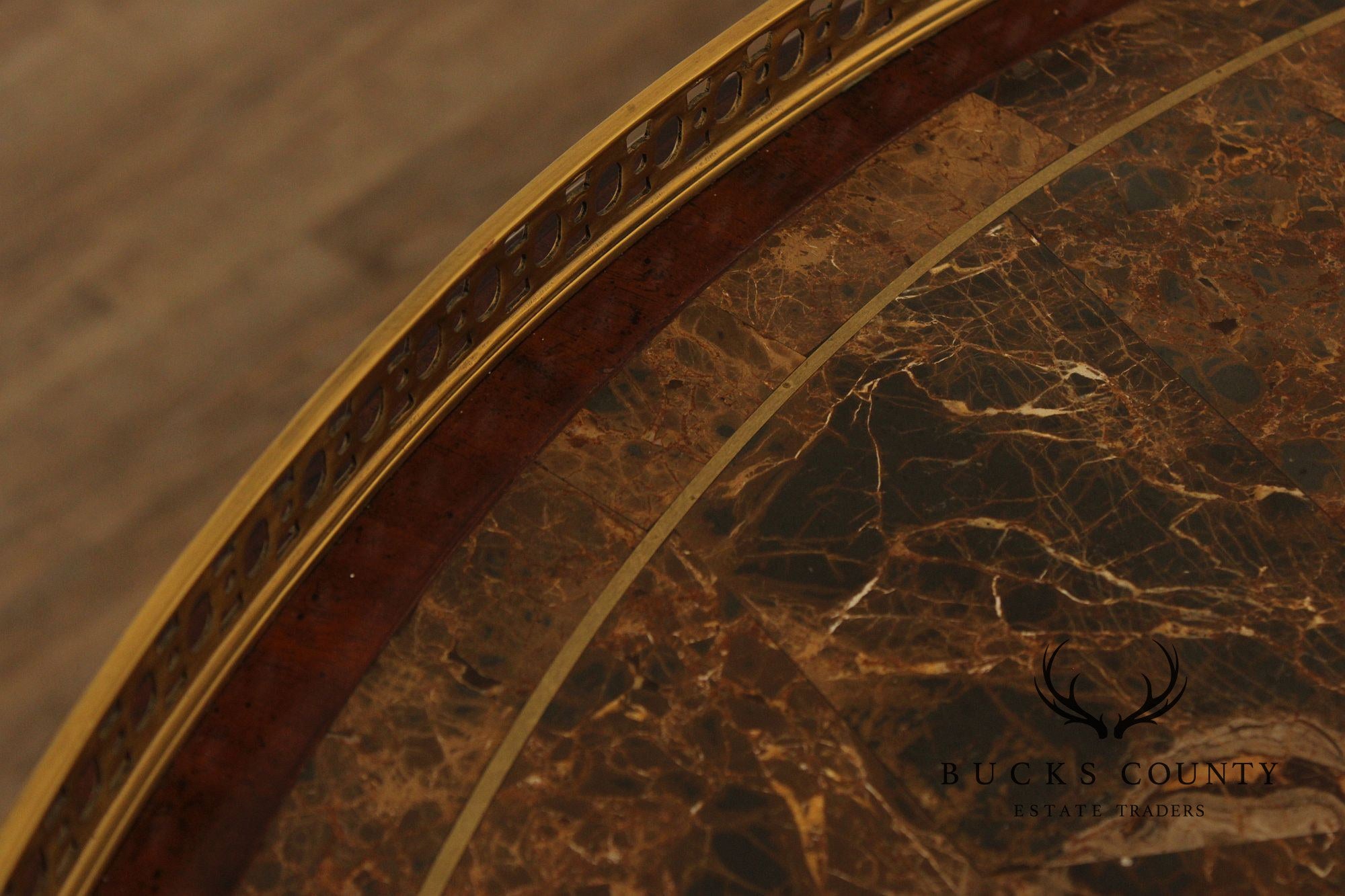 Maitland Smith Marble Top Mahogany Center Table