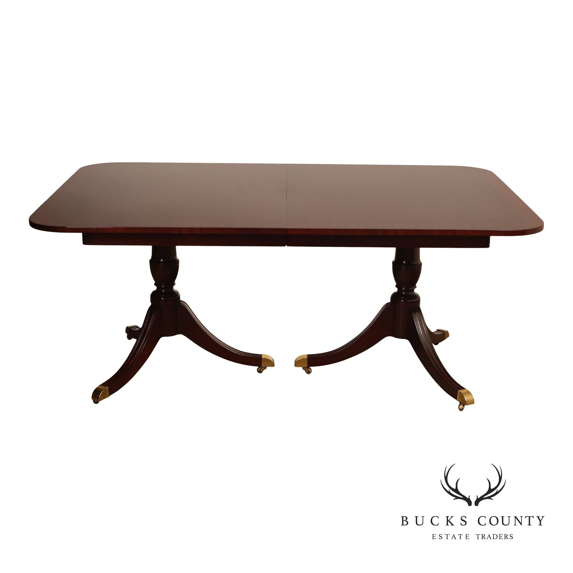 Kindel Regency Style Double Pedestal Mahogany Dining Table