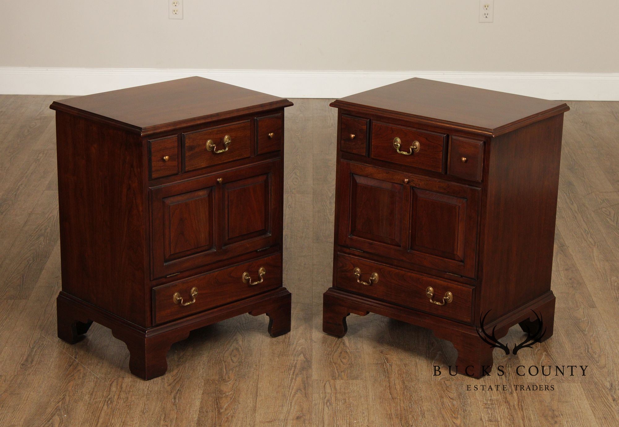 Henkel Harris Vintage Solid Cherry Pair Of Nightstands