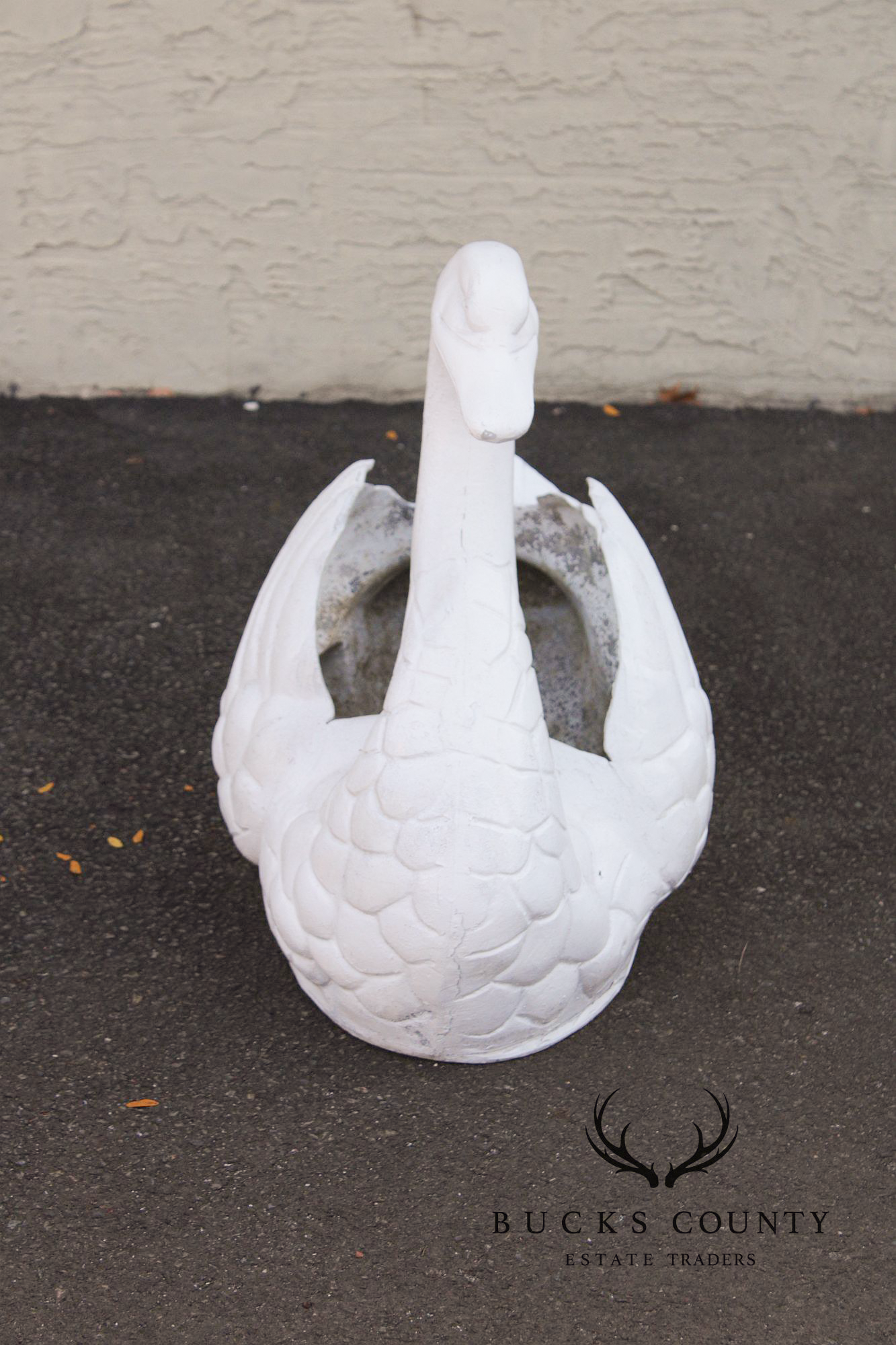 Vintage Cast Metal Swan Garden Planter