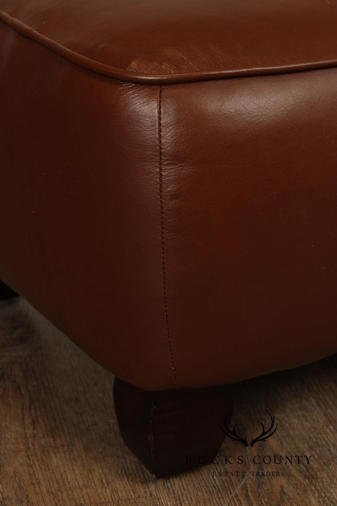 Precedent Traditional Pair of Leather Ottomans