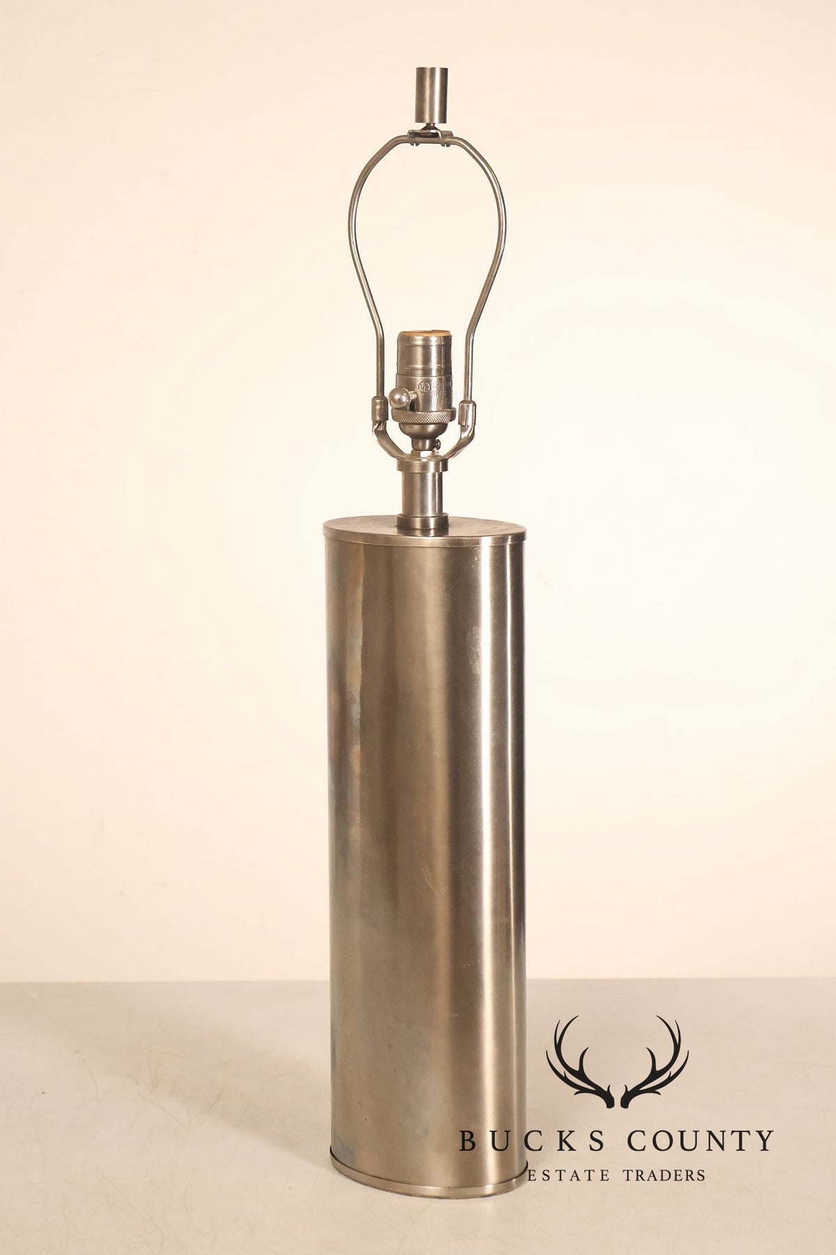 Comfort Co. Modernist Pair of Cylindrical Metal Table Lamps