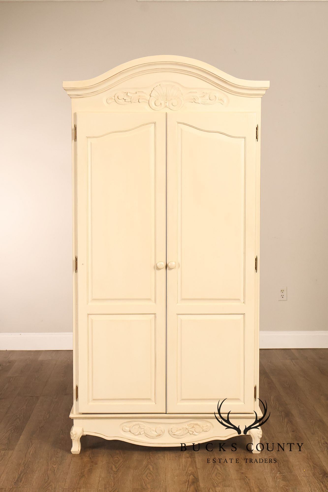 French Country Style Cream Painted Armoire