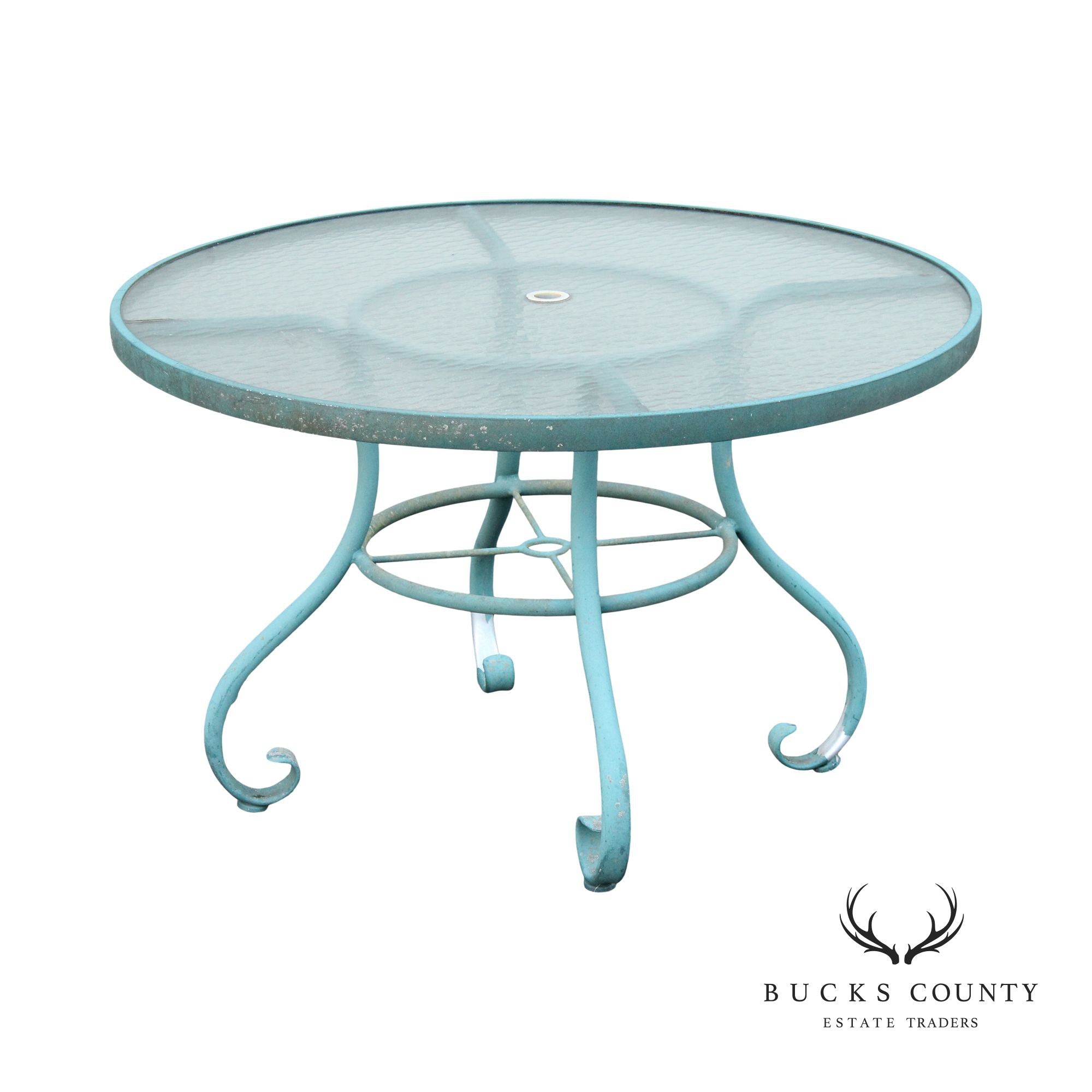 Woodard Round Glass Top Outdoor Patio Dining Table