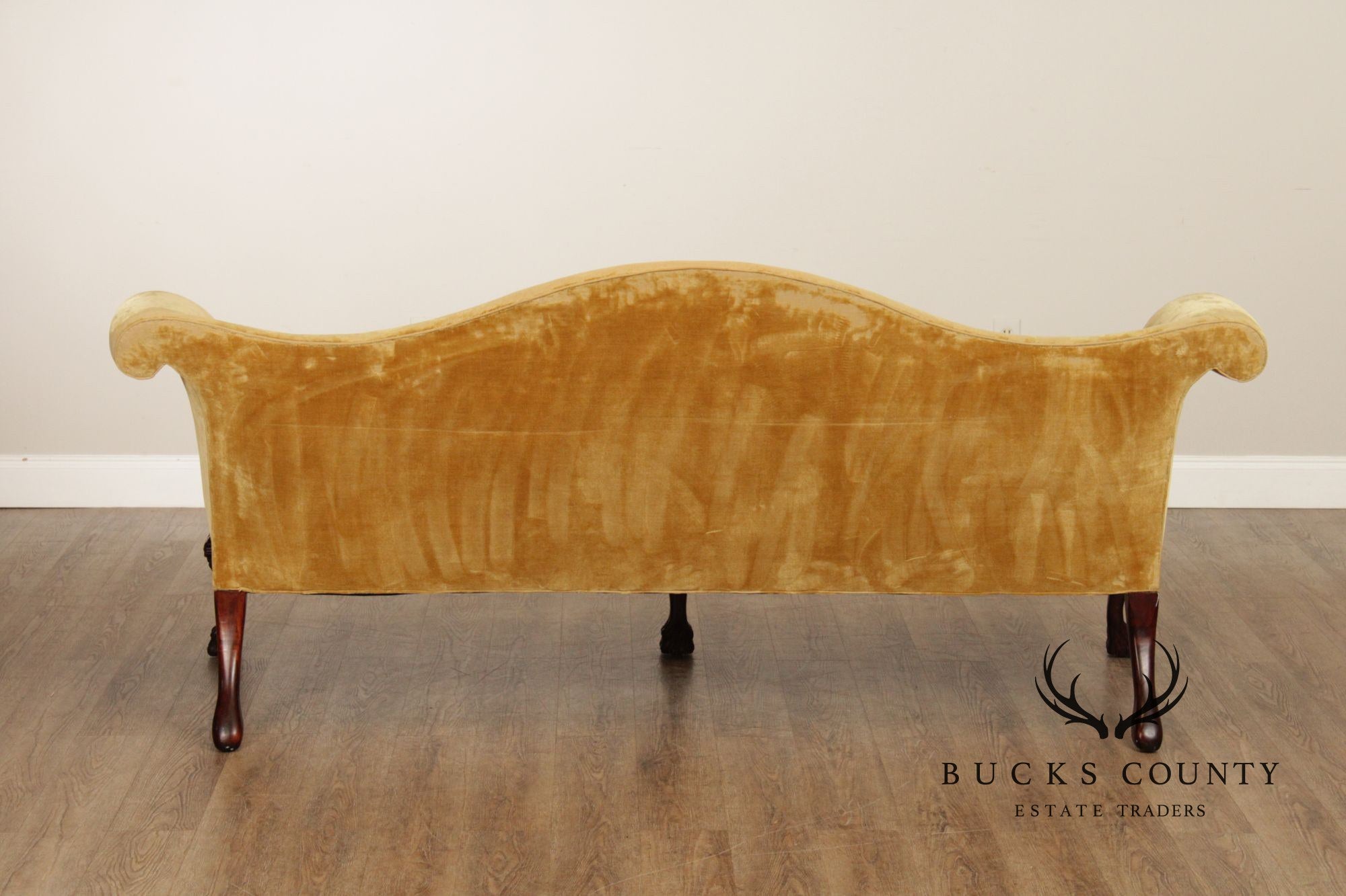 Georgian Style Custom Mahogany Camelback Sofa