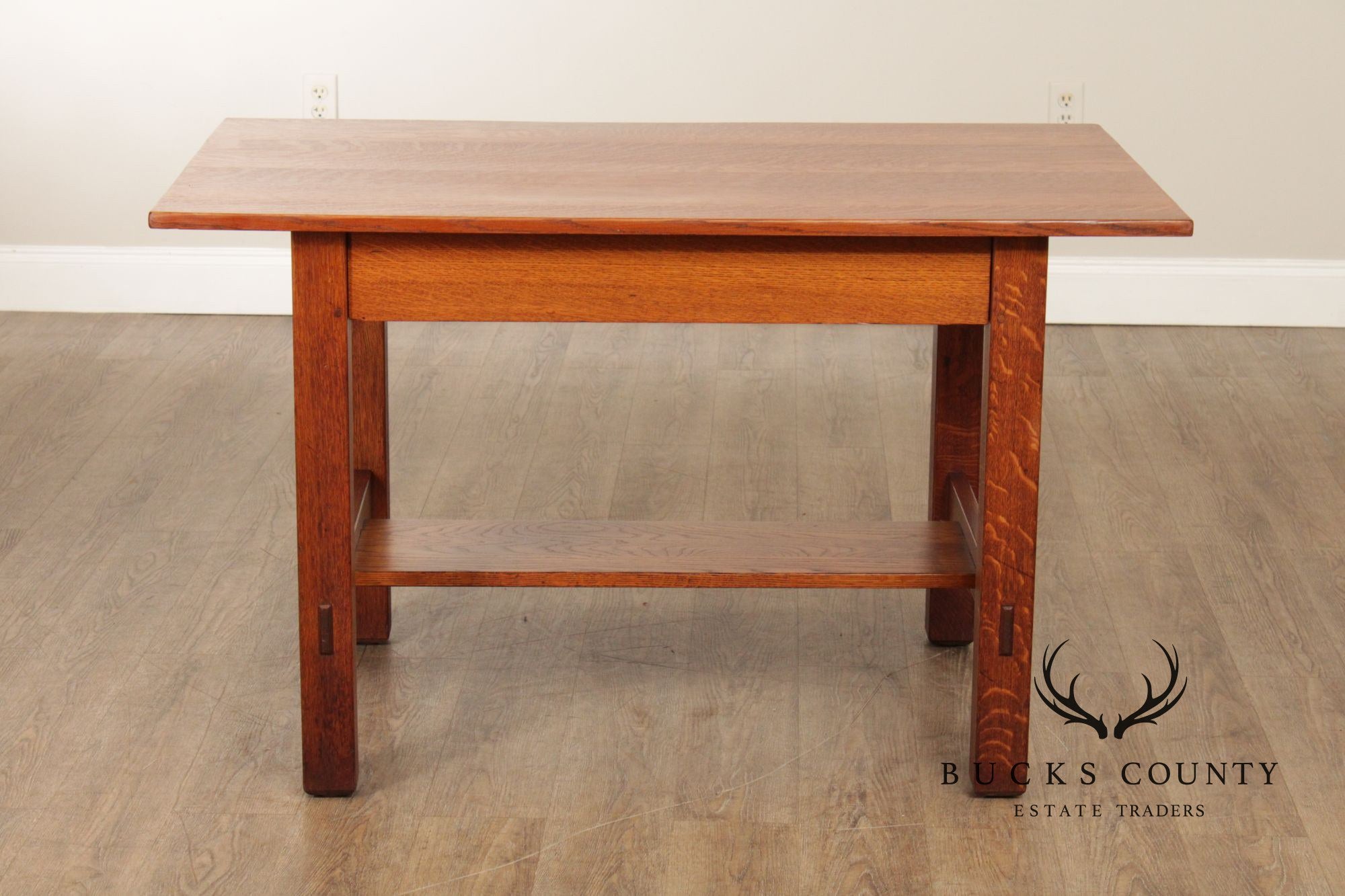 L. & J.G. Stickley Antique Mission Oak Library Table Writing Desk