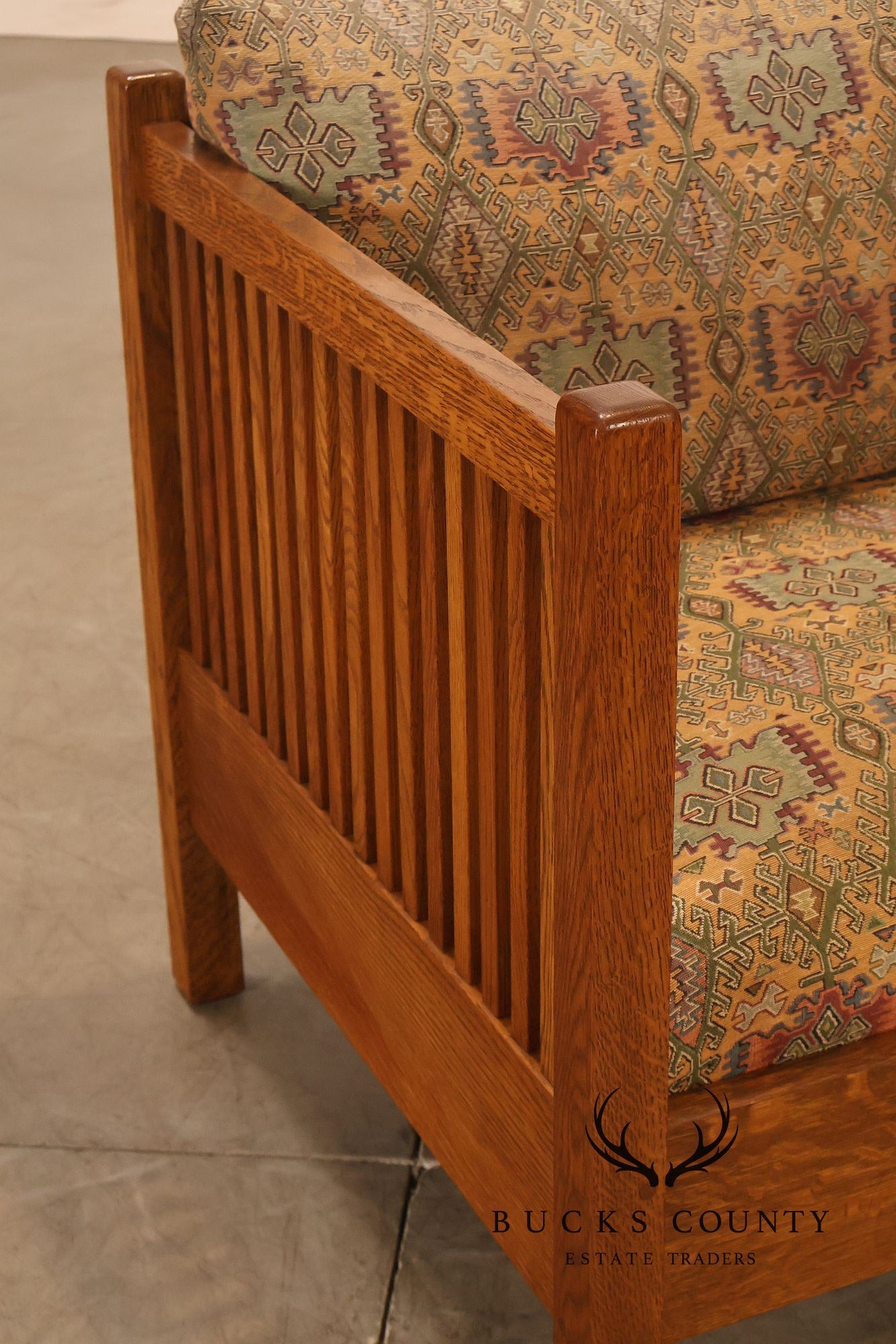Stickley Mission Collection Oak Spindle Cube Lounge Chair