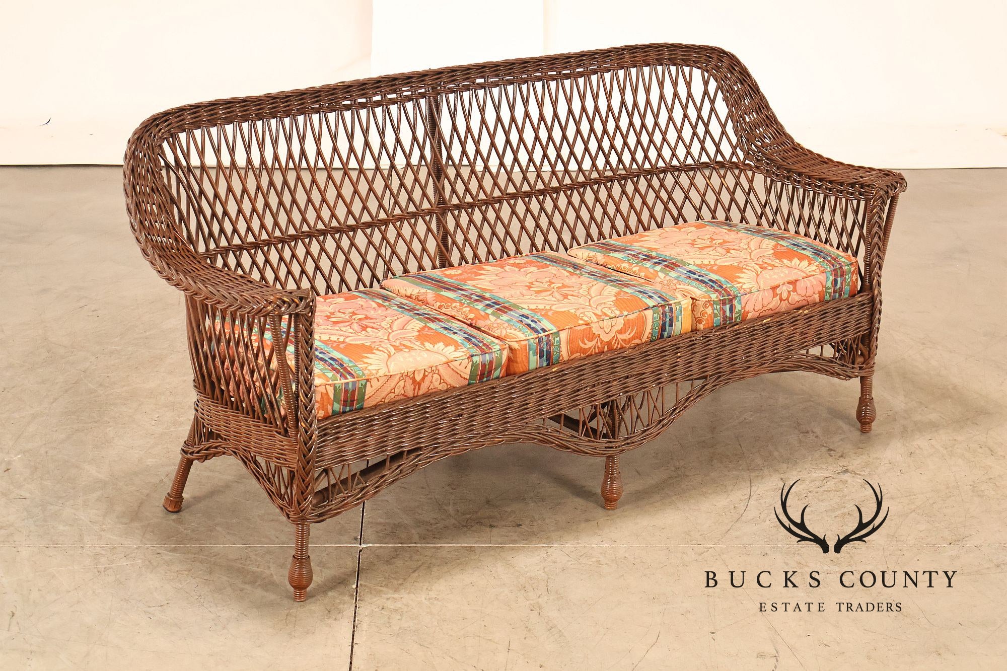 Antique Bar Harbor Style Wicker Sofa
