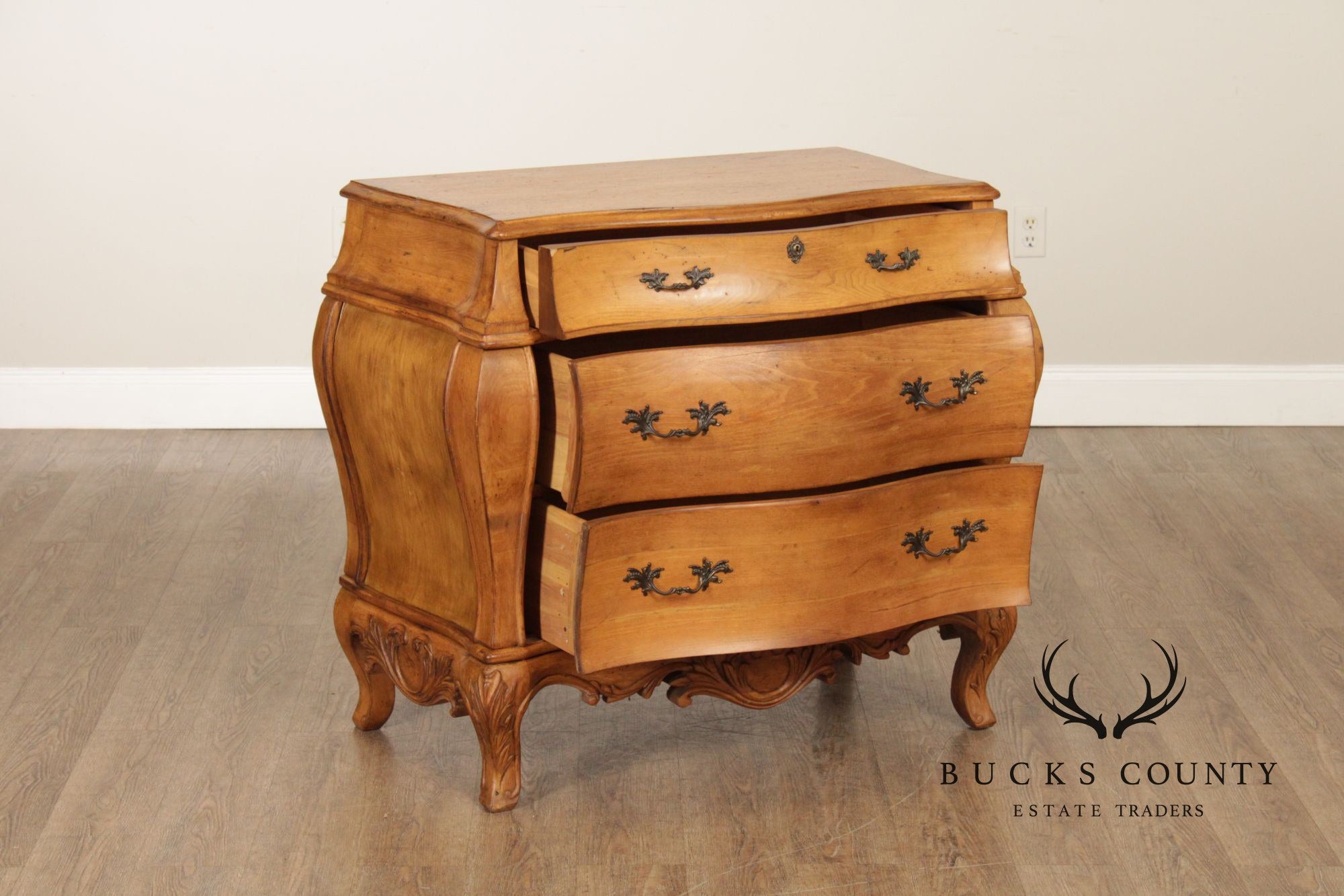 Italian Rococo Style Walnut Bombe Chest