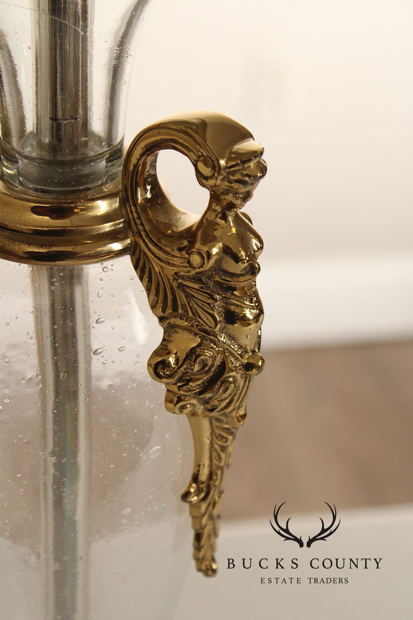 Chapman Pair of Brass and Glass Table Lamps
