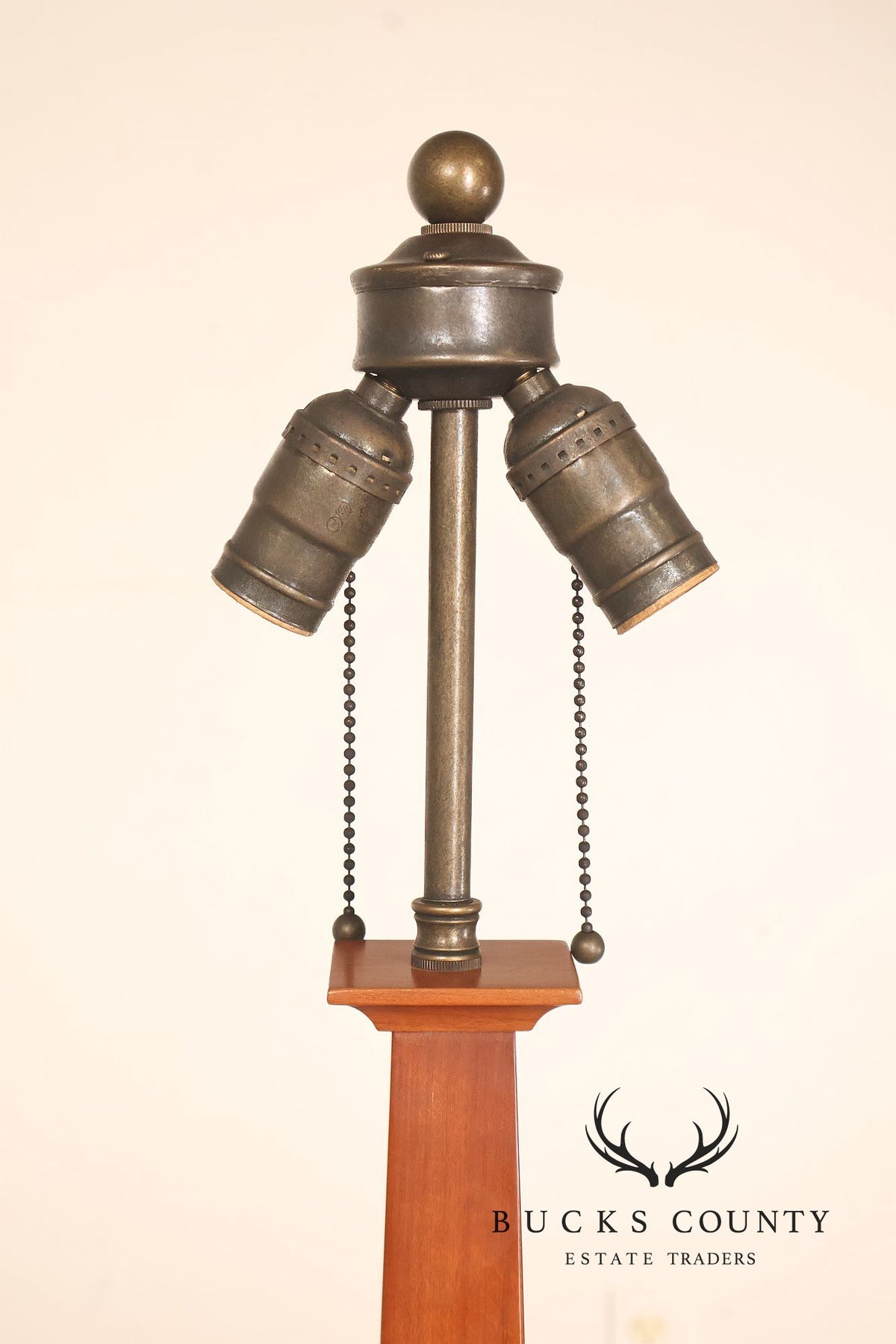 Stickley Stained Glass Shade Cherry Wood Table Lamp