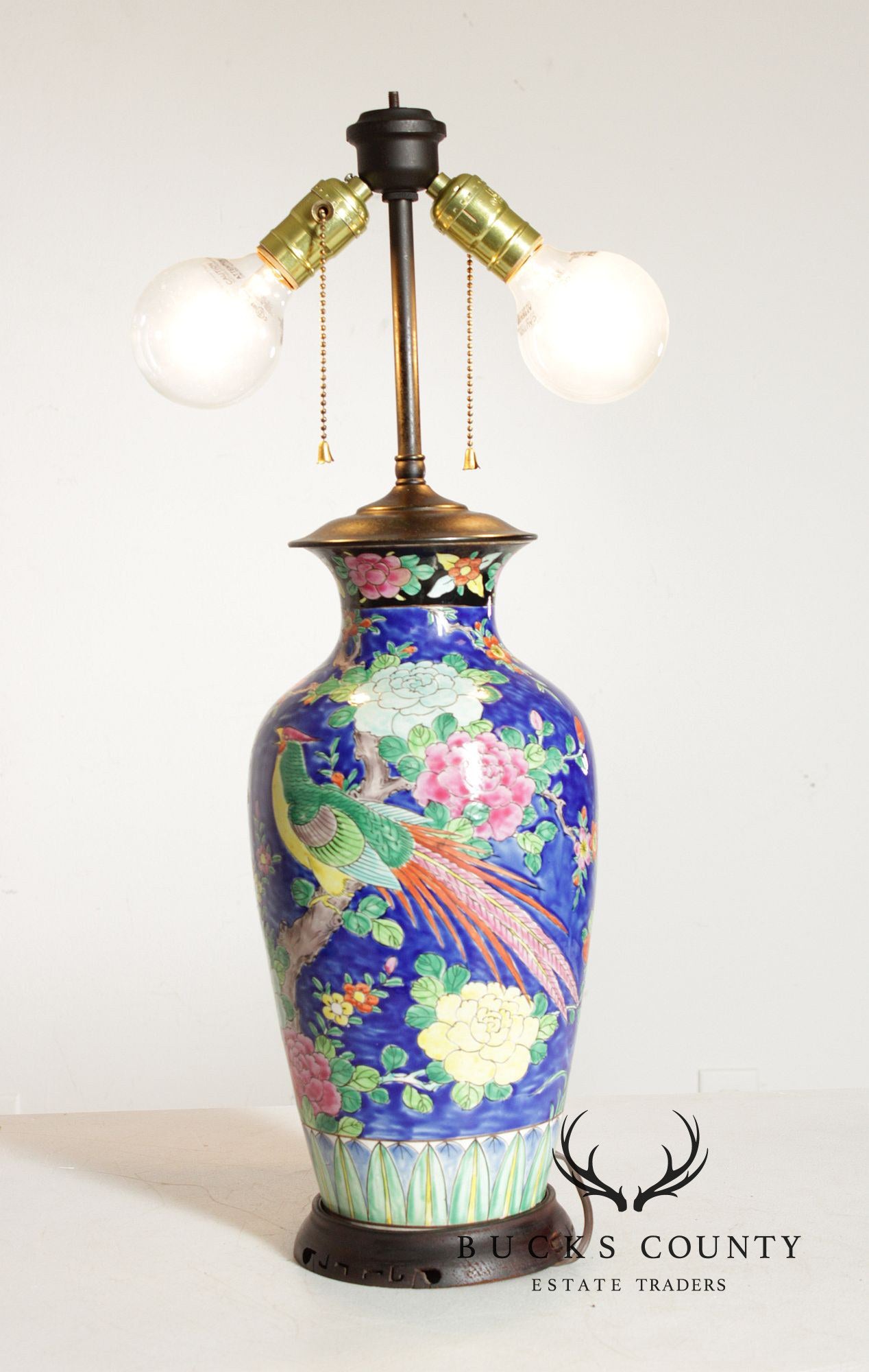 Asian Style Vintage Glazed Porcelain Table Lamp