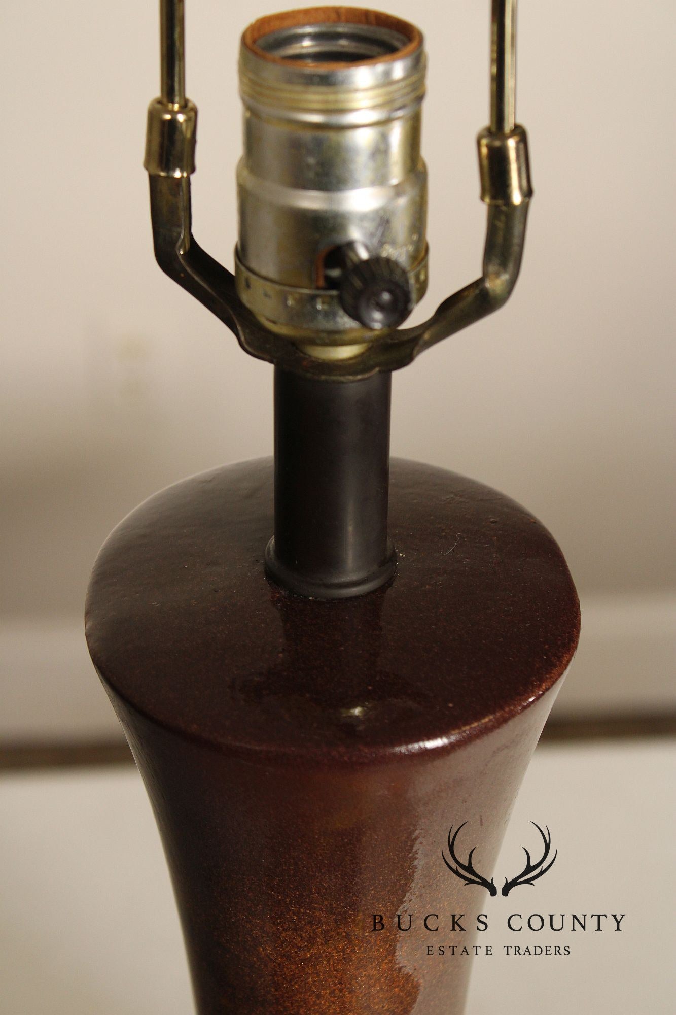 Mid Century Modern Pair of Drip Glazed Porcelain Table Lamps