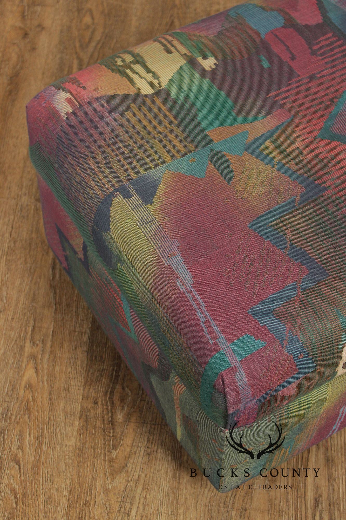 Sherrill Furniture Post Modern Pair of Rolling Ottomans