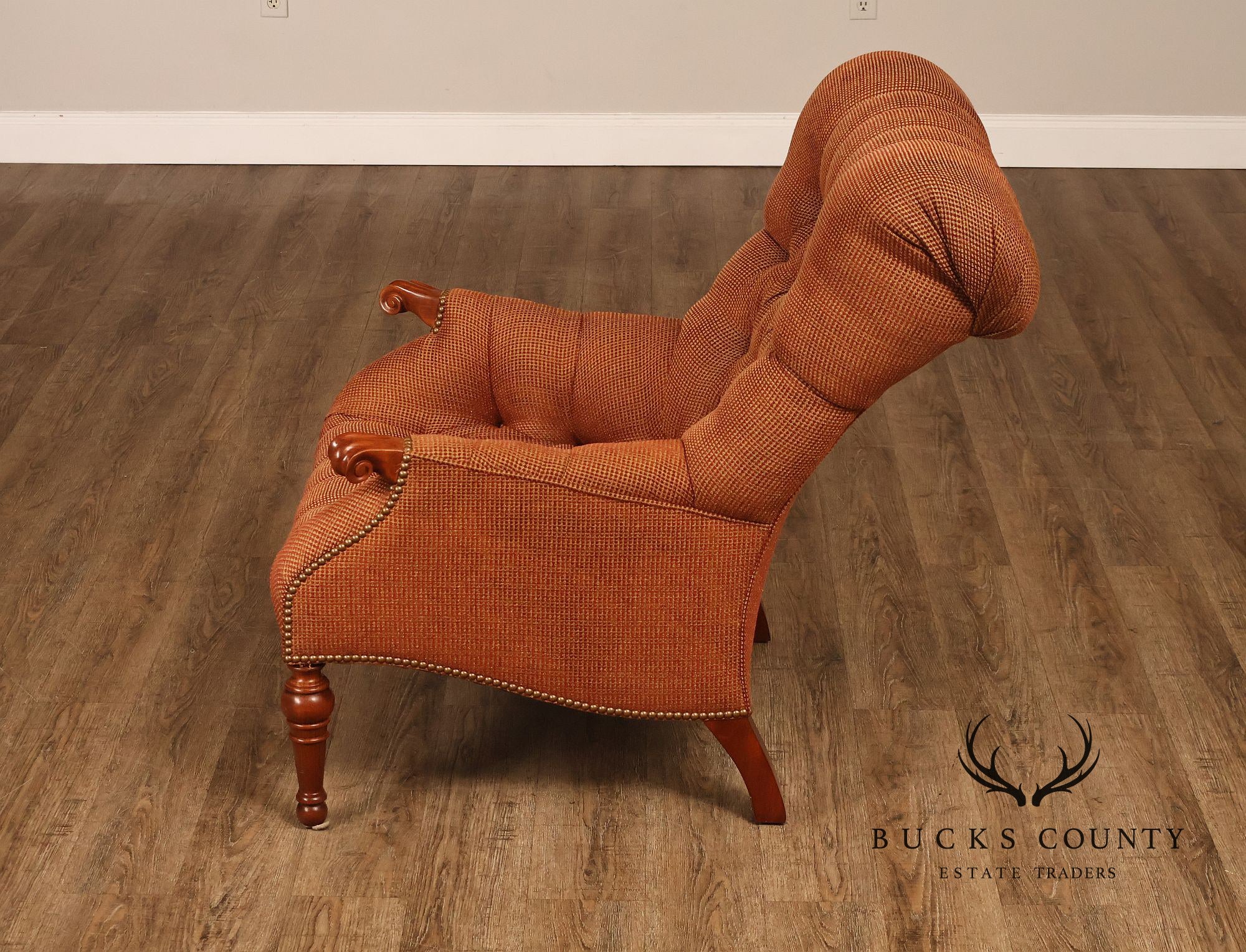 Stickley Leopold Wingback Upholstered Tufted Chair And Ottoman