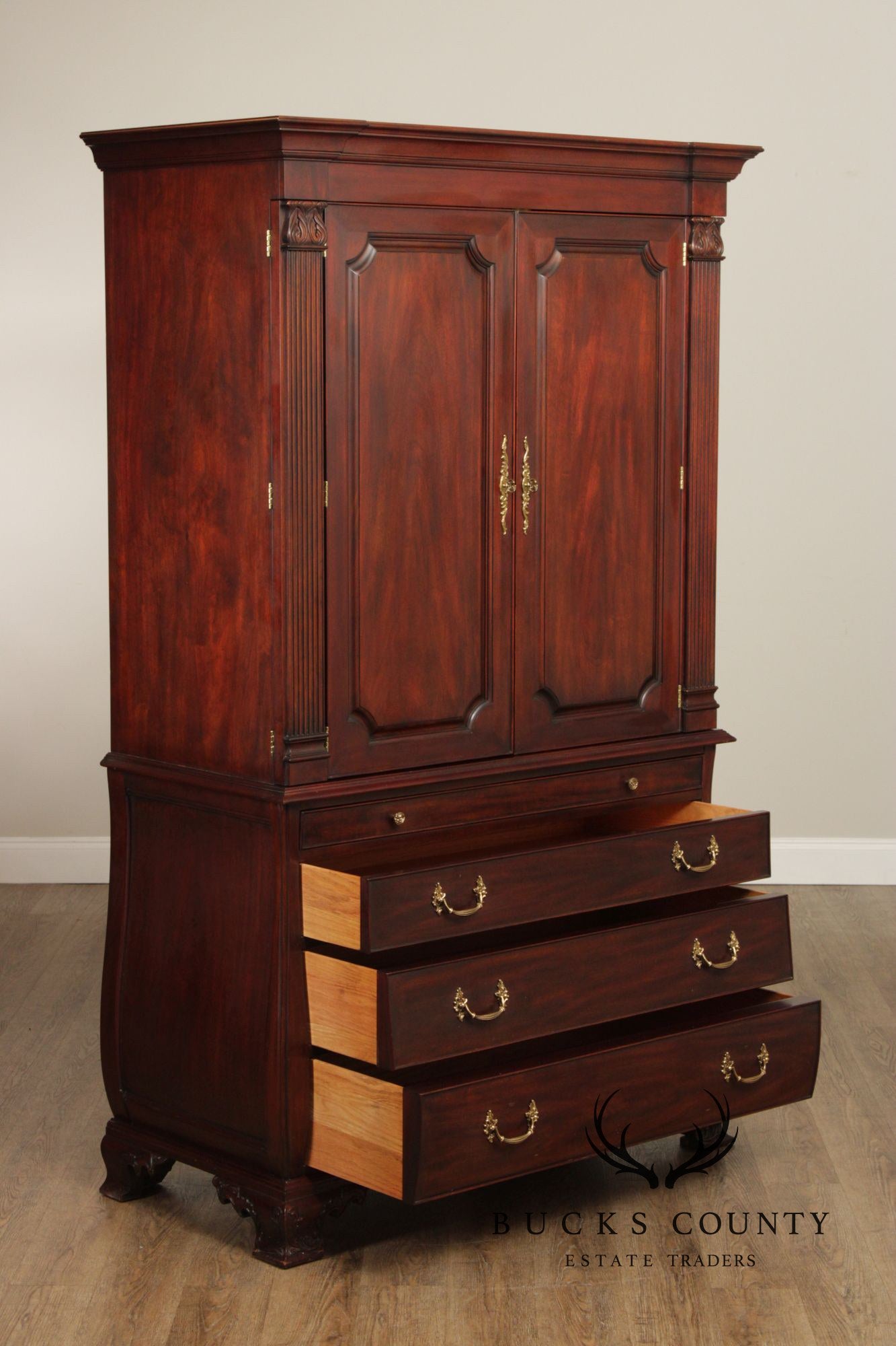 Henkel Harris Mahogany Bombe Armoire Cabinet