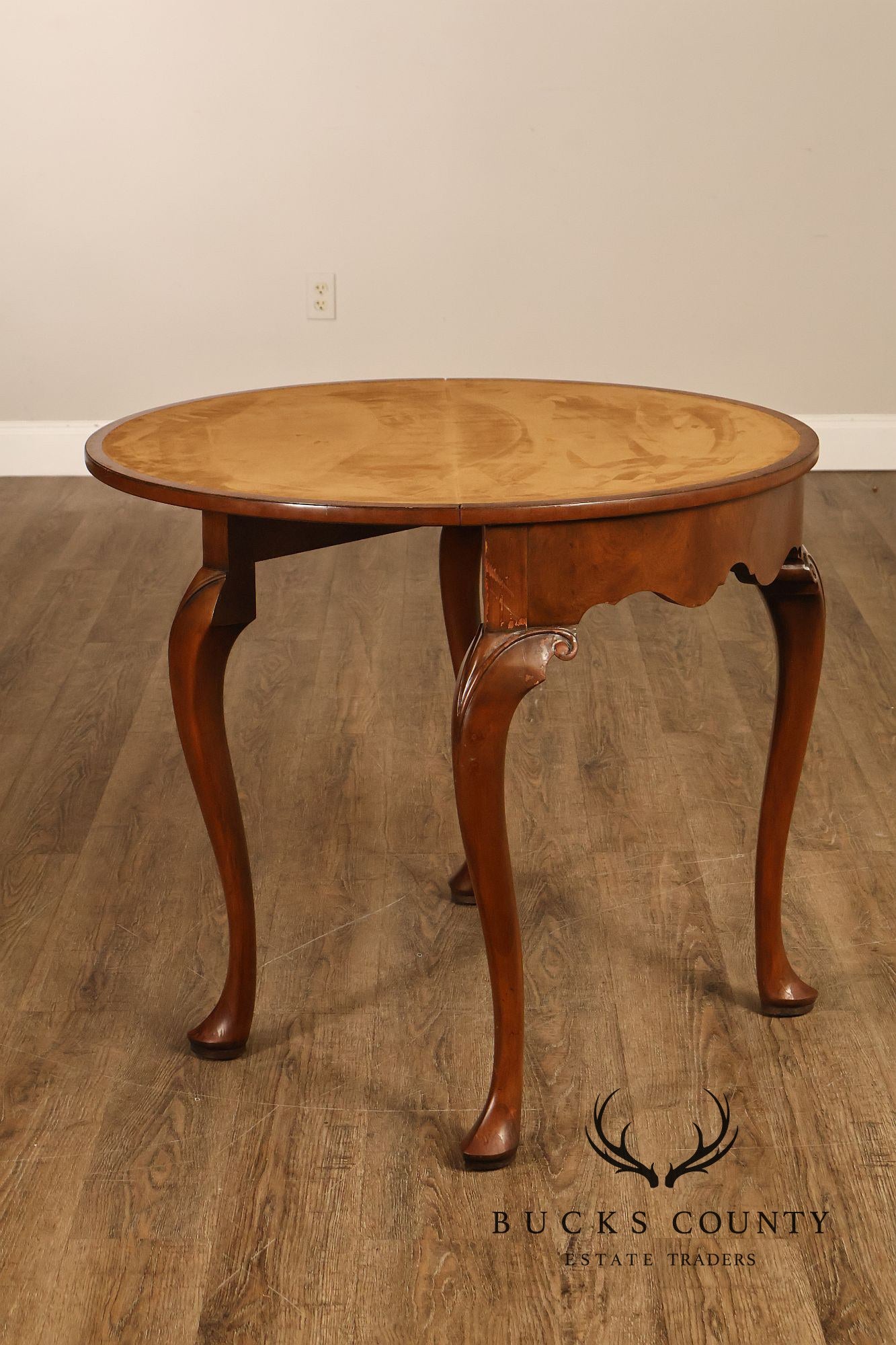 Baker Furniture Vintage Pair Of Walnut Demilune Flip Top Card Tables