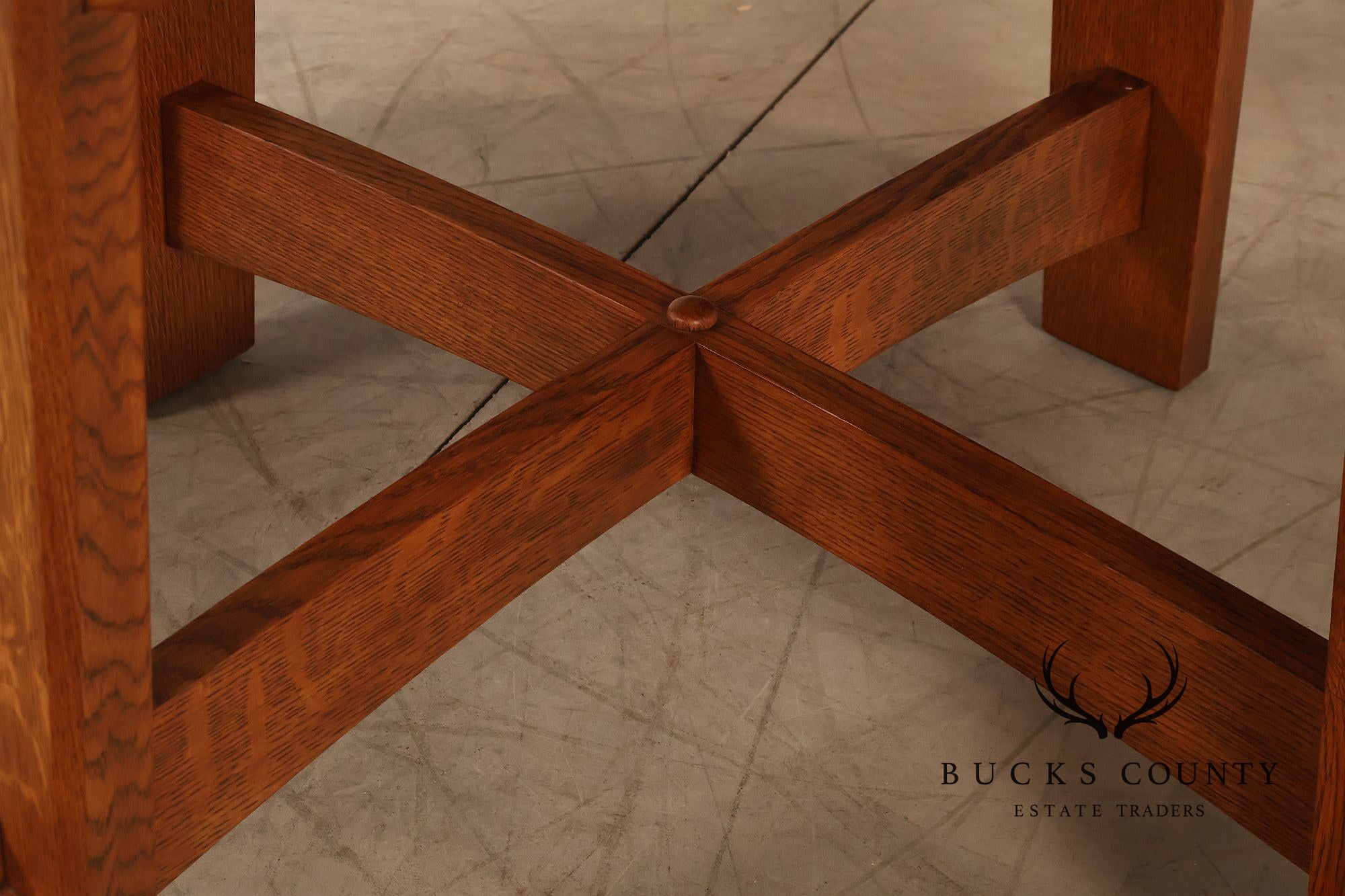 Stickley Commemorative Leather-Top Round Oak Library Table