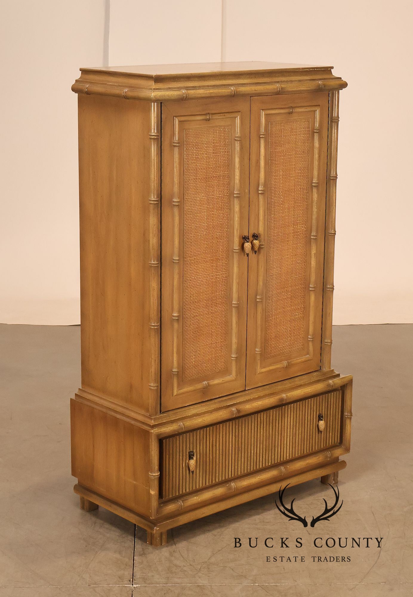 American Of Martinsville Faux Bamboo Tall Gentleman's Chest Armoire