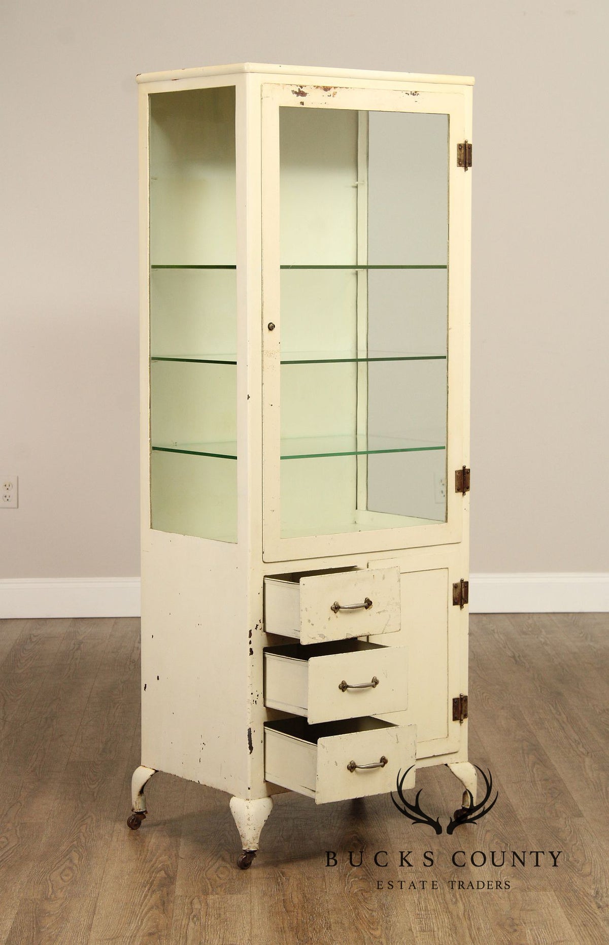 Vintage Enameled Steel Medical Cabinet