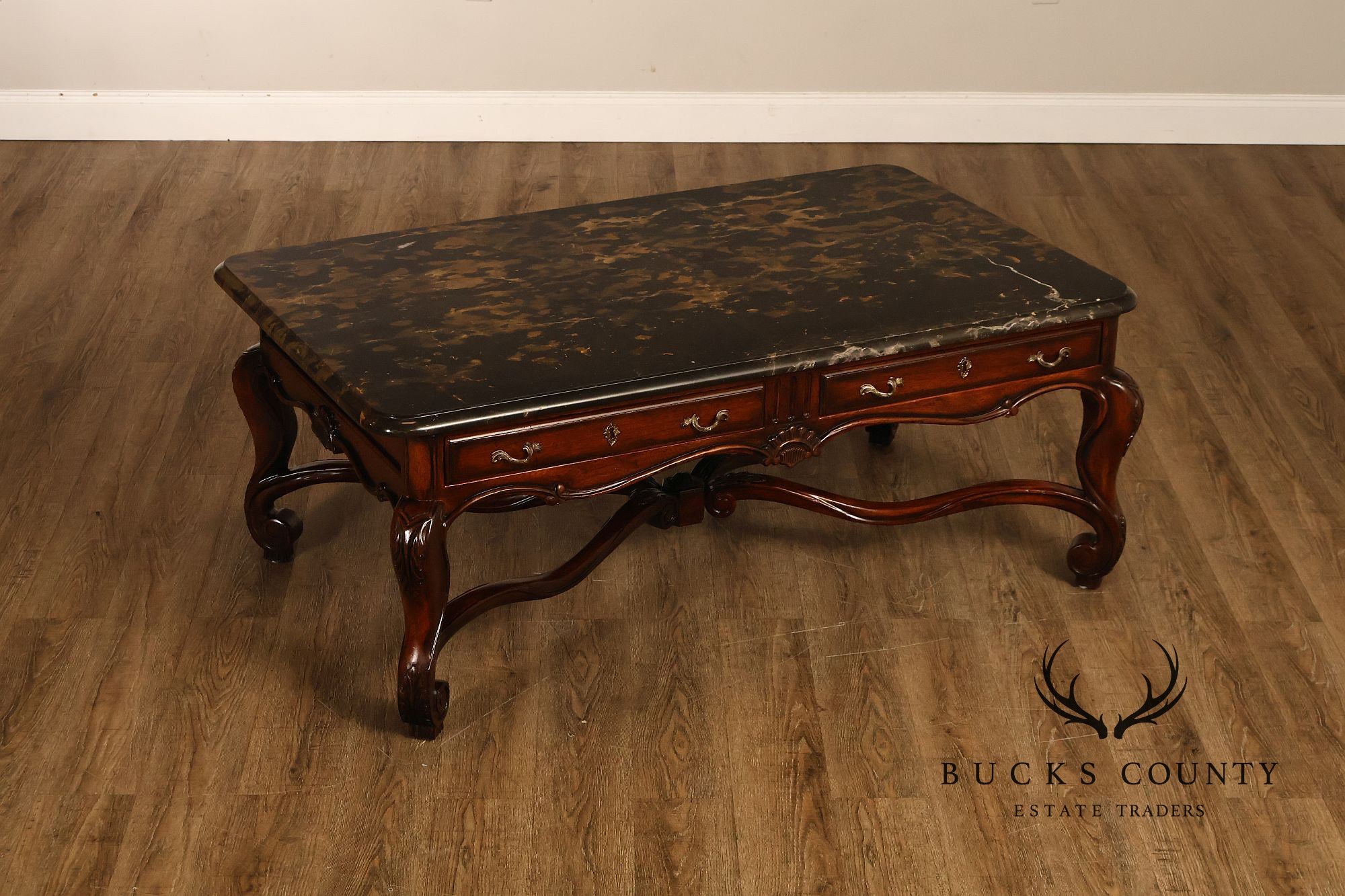 Henredon Carlyle Collection Louis XV Style Marble Top Cocktail Table
