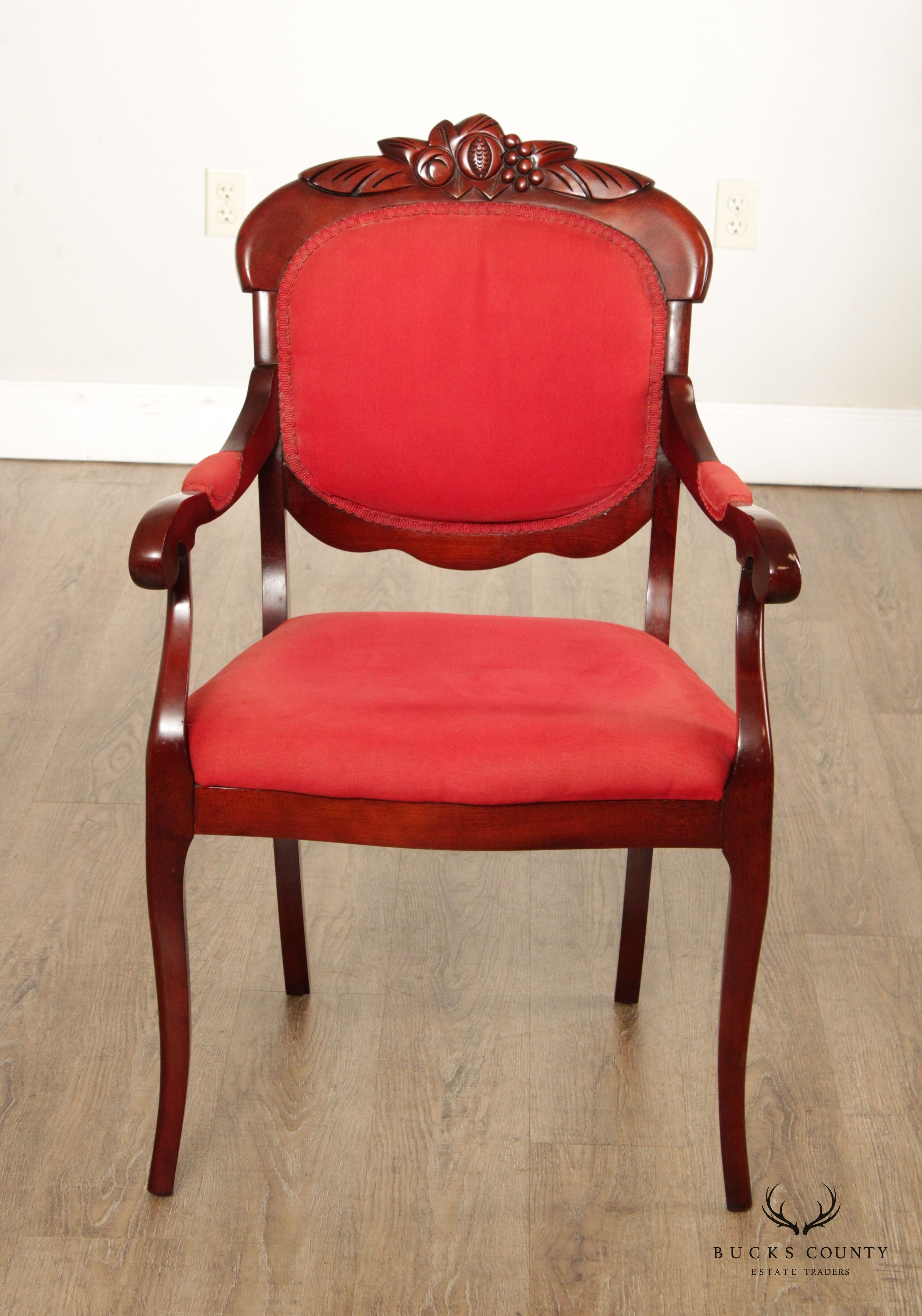 Victorian Style Carved Mahogany Armchair