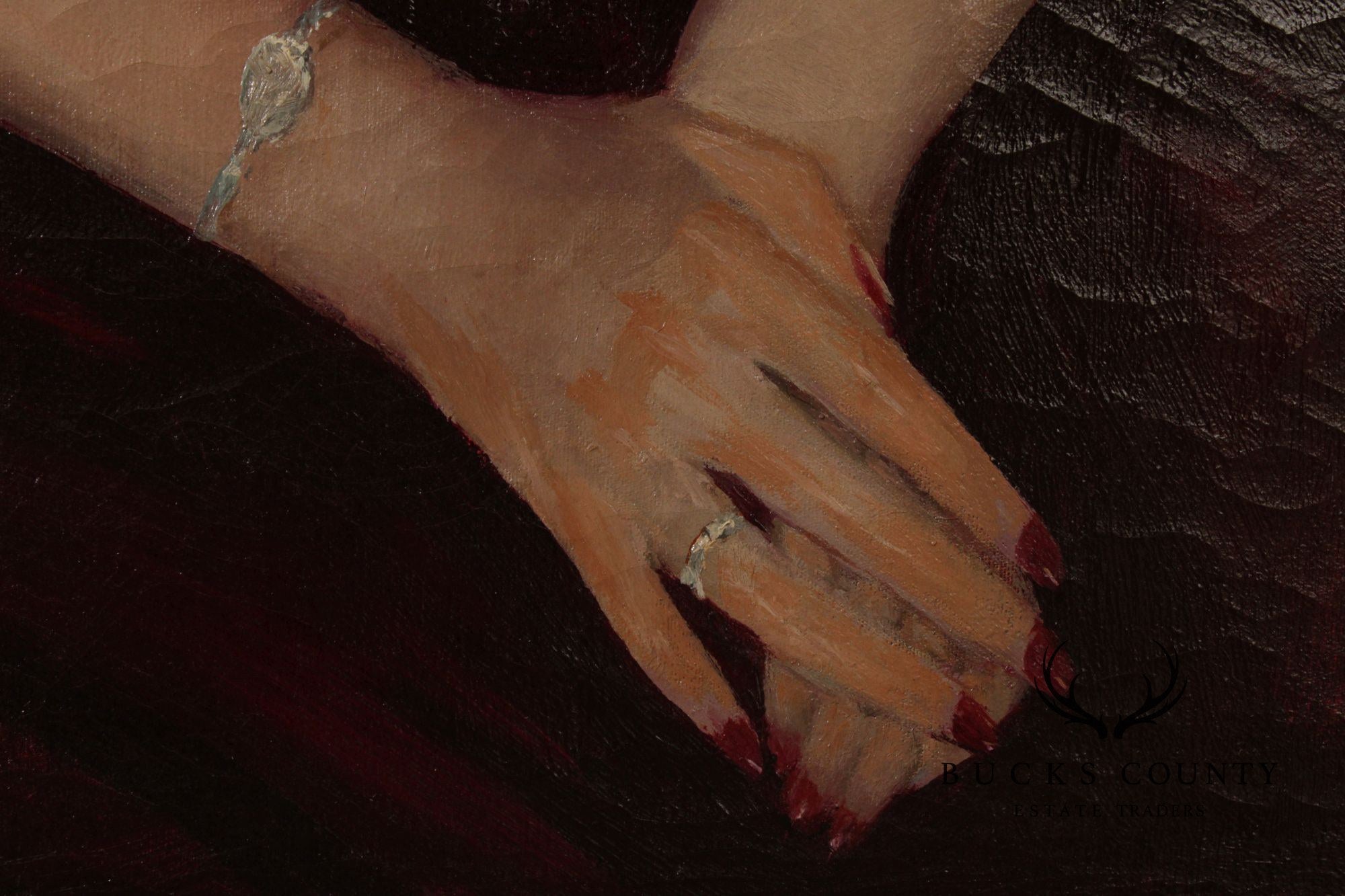 Cesare A. Ricciardi Framed Oil Portrait, Society Woman