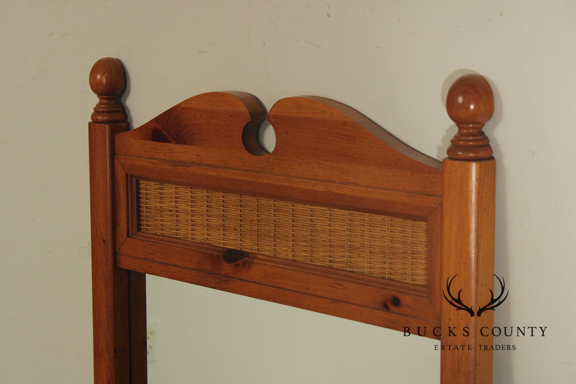 Stanley Furniture Country Pine and Wicker Mirror