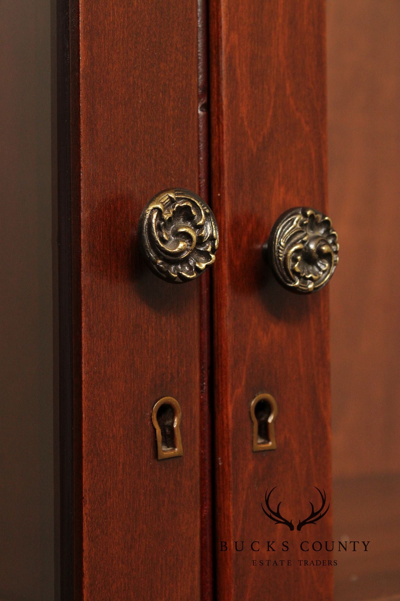 Victorian Style Carved Mahogany Glass Door Bookcase