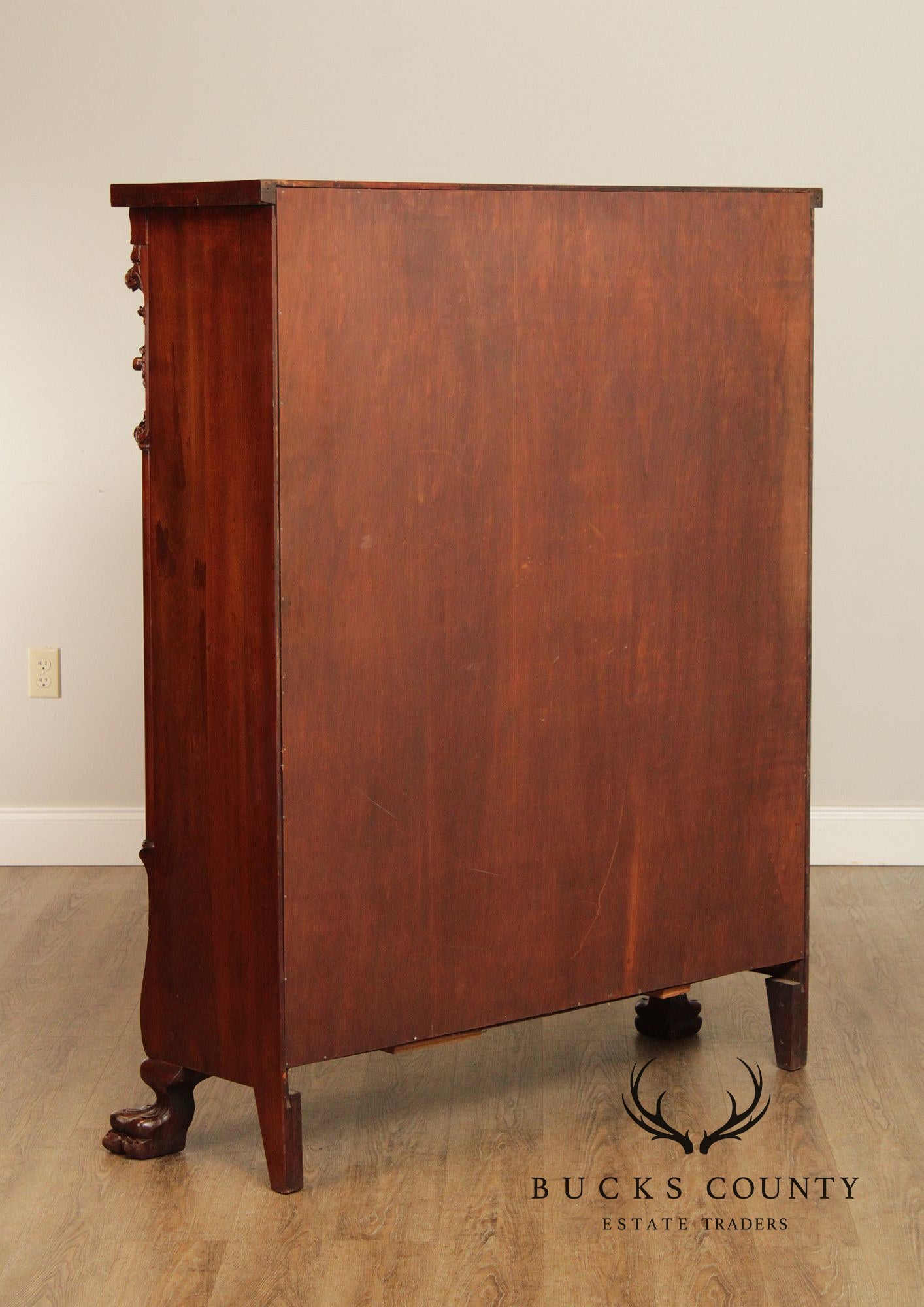 Victorian Style Carved Mahogany Glass Door Bookcase