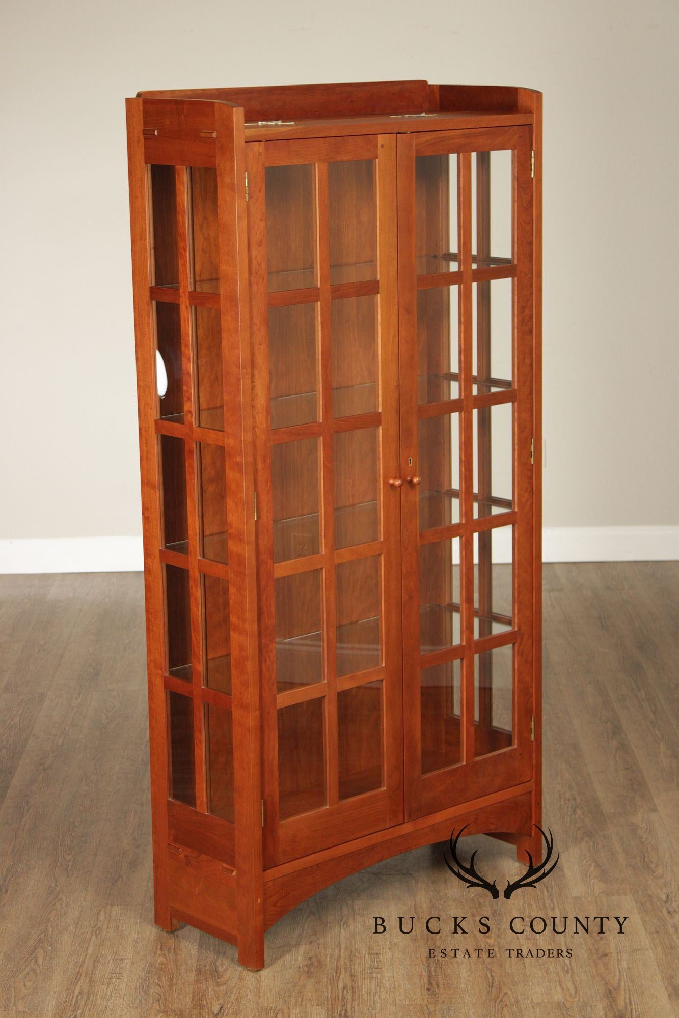 Stickley Mission Collection Cherry Lighted Display Cabinet