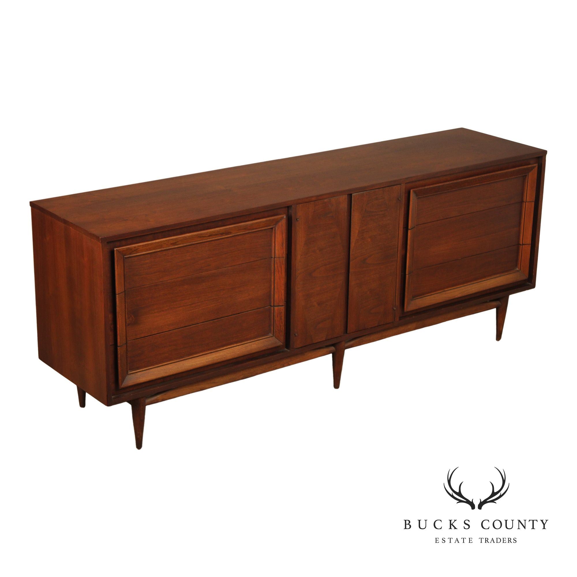 Basic Witz Mid Century Modern Walnut Triple Chest