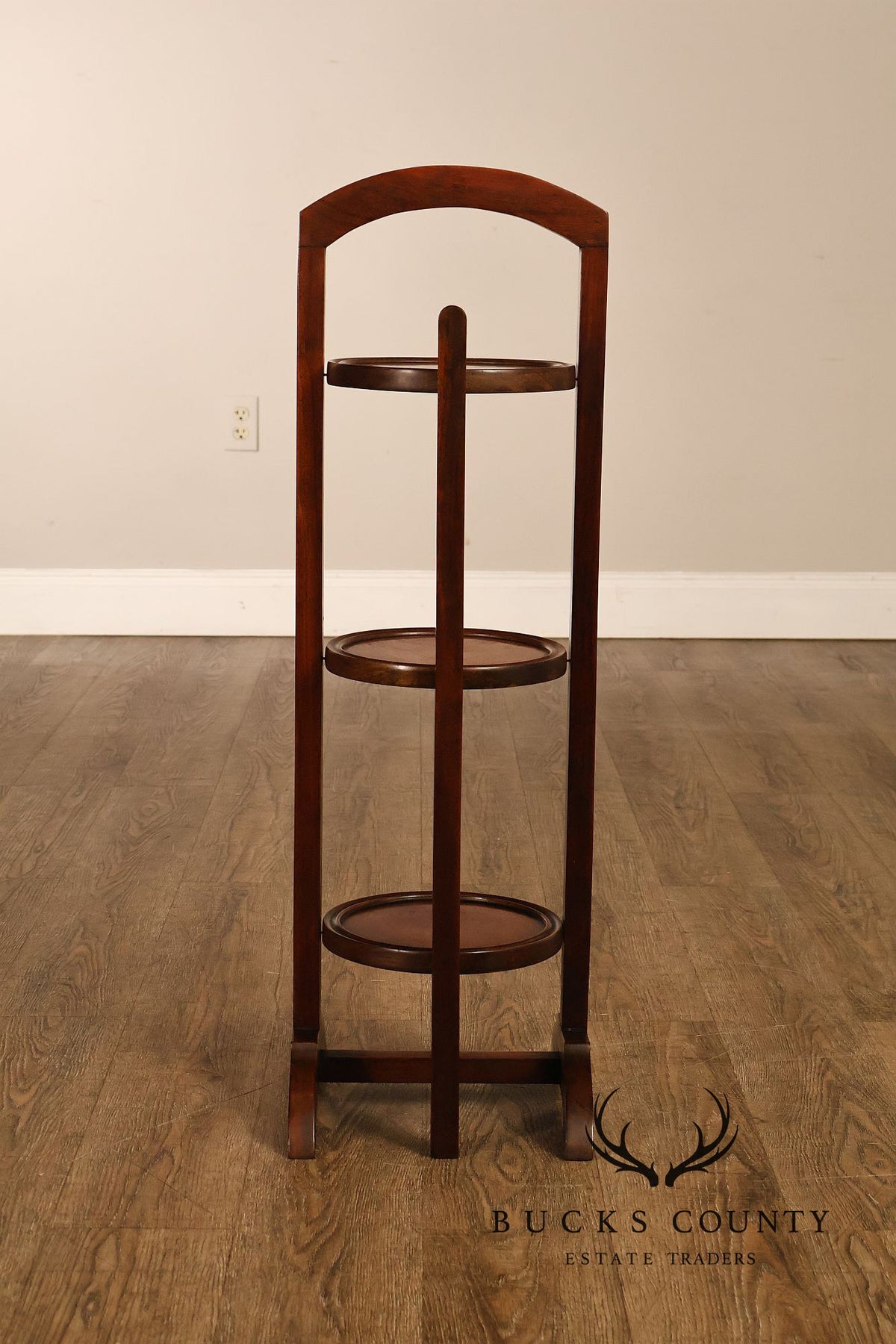 Mahogany Three Tier Collapsible Dumbwaiter Stand