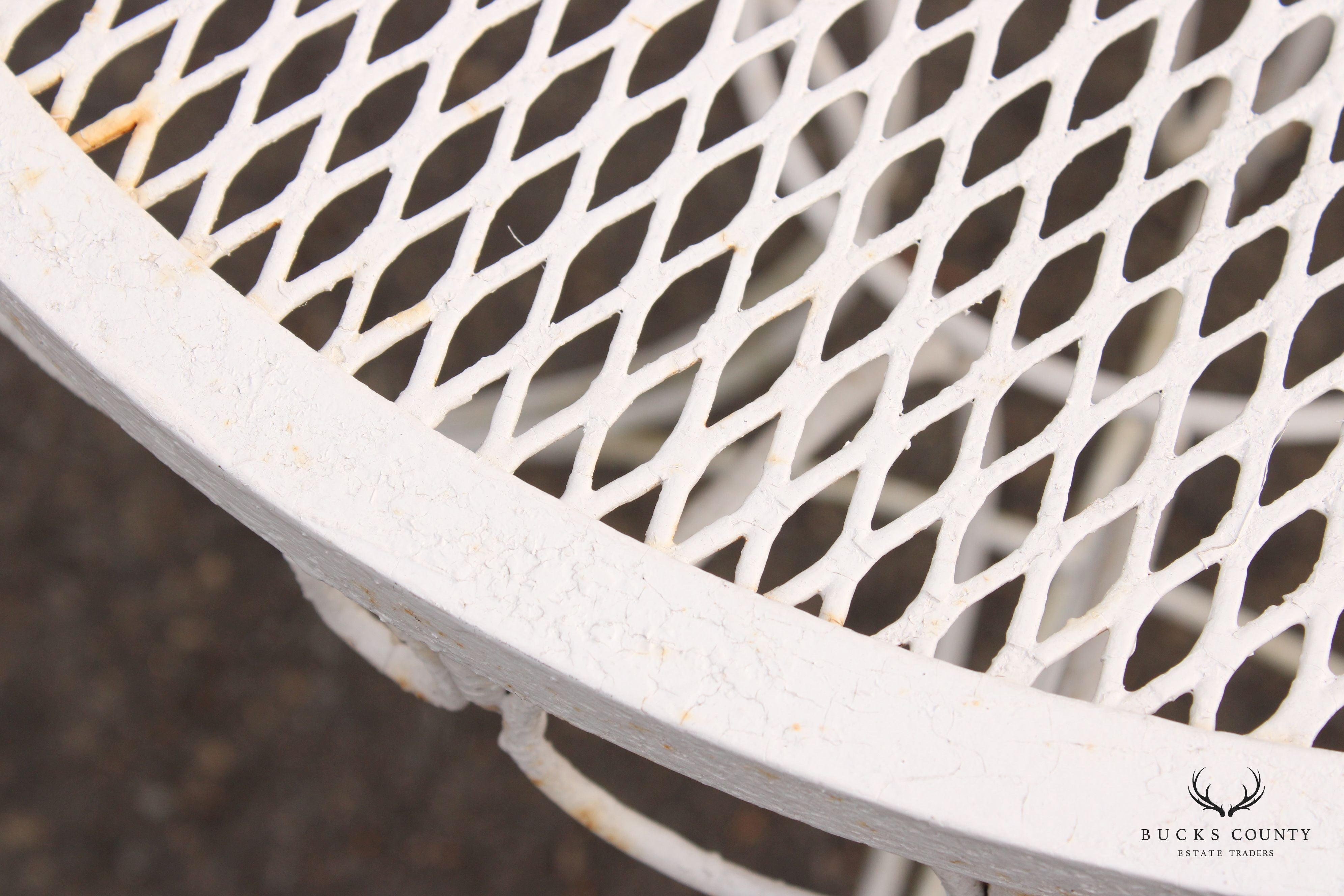 Vintage Wrought Iron Round Outdoor Garden Accent Table