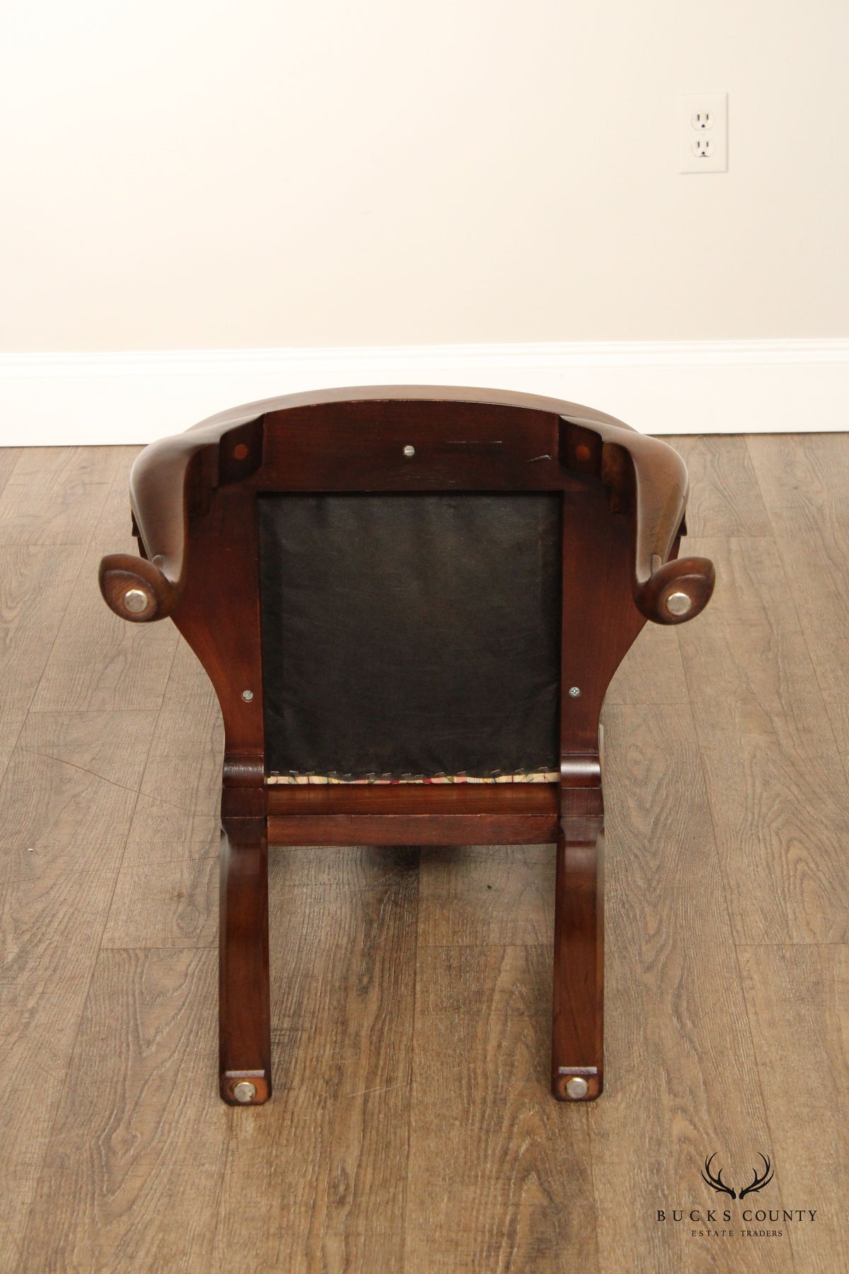 Vintage Queen Anne Style Side Chair With Upholstered Seat