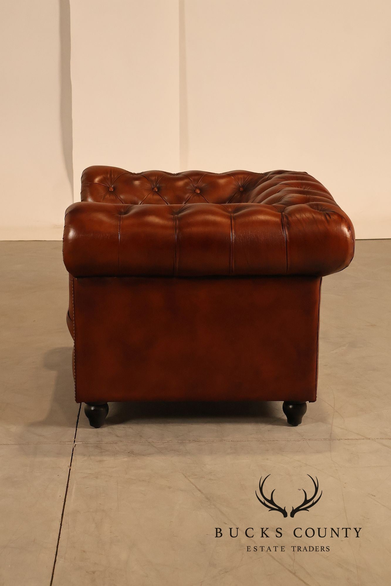 Chesterfield Style Tufted Brown Leather Club Chair