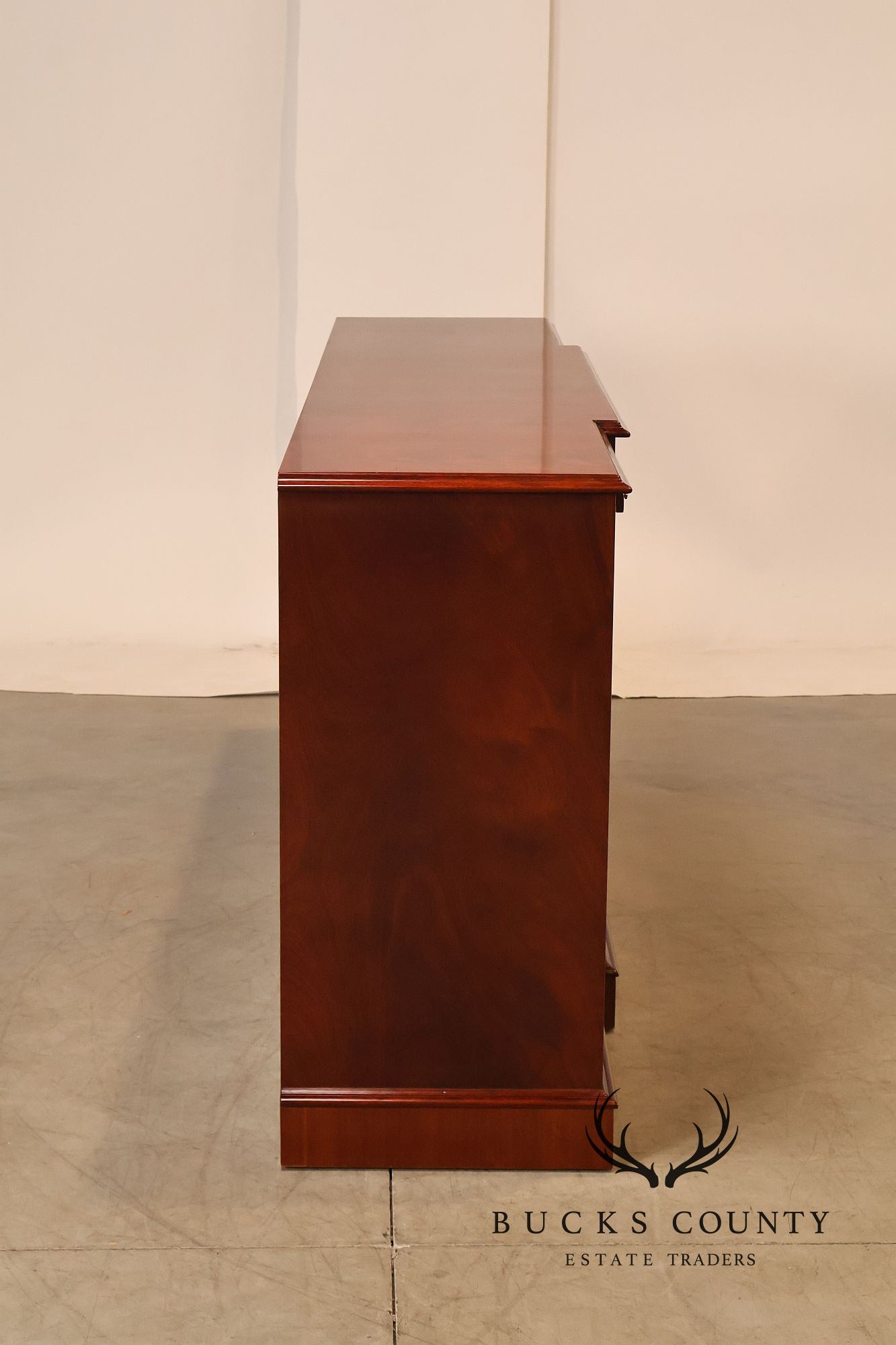Flame Mahogany Breakfront Buffet Sideboard with Drop Front Secretary Desk