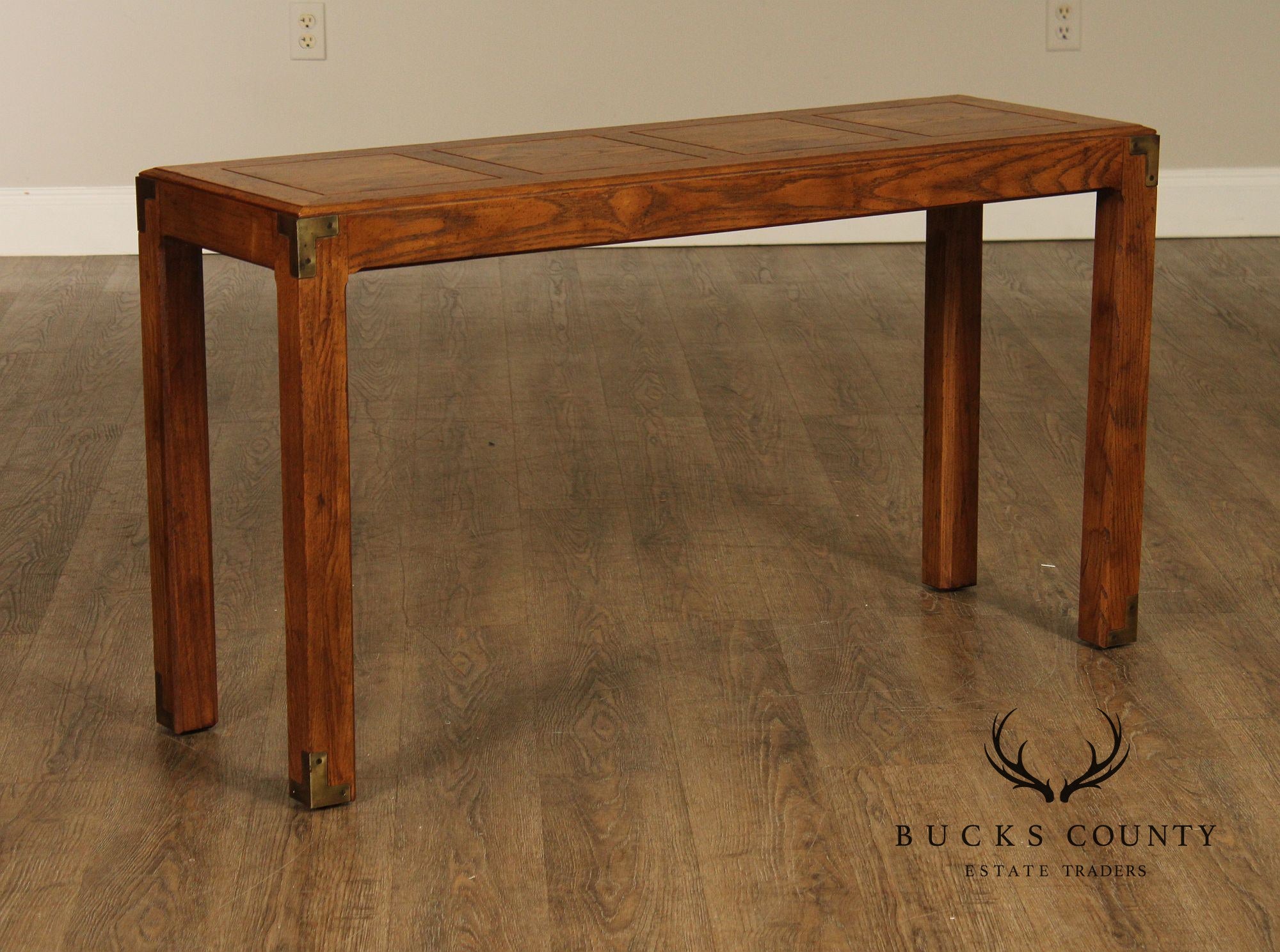 Henredon Artefacts Campaign Style Oak Console Table