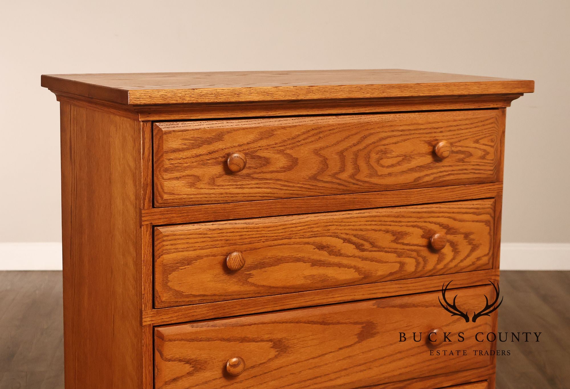 Hunt Country Furniture Oak Five Drawer High Chest