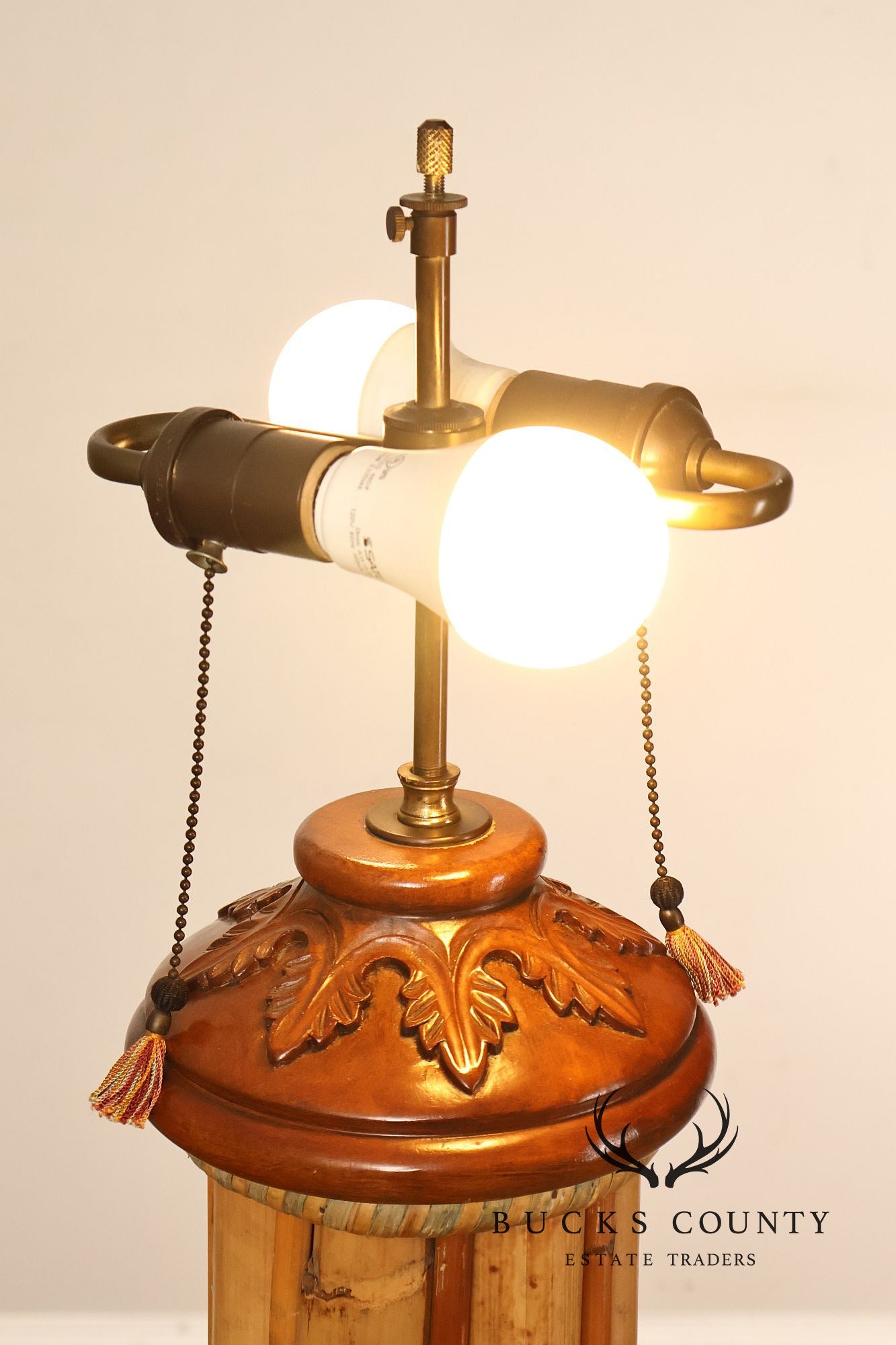 MacKenzie-Childs Rabbit Floor Lamp With Bamboo Column And Beaded Shade