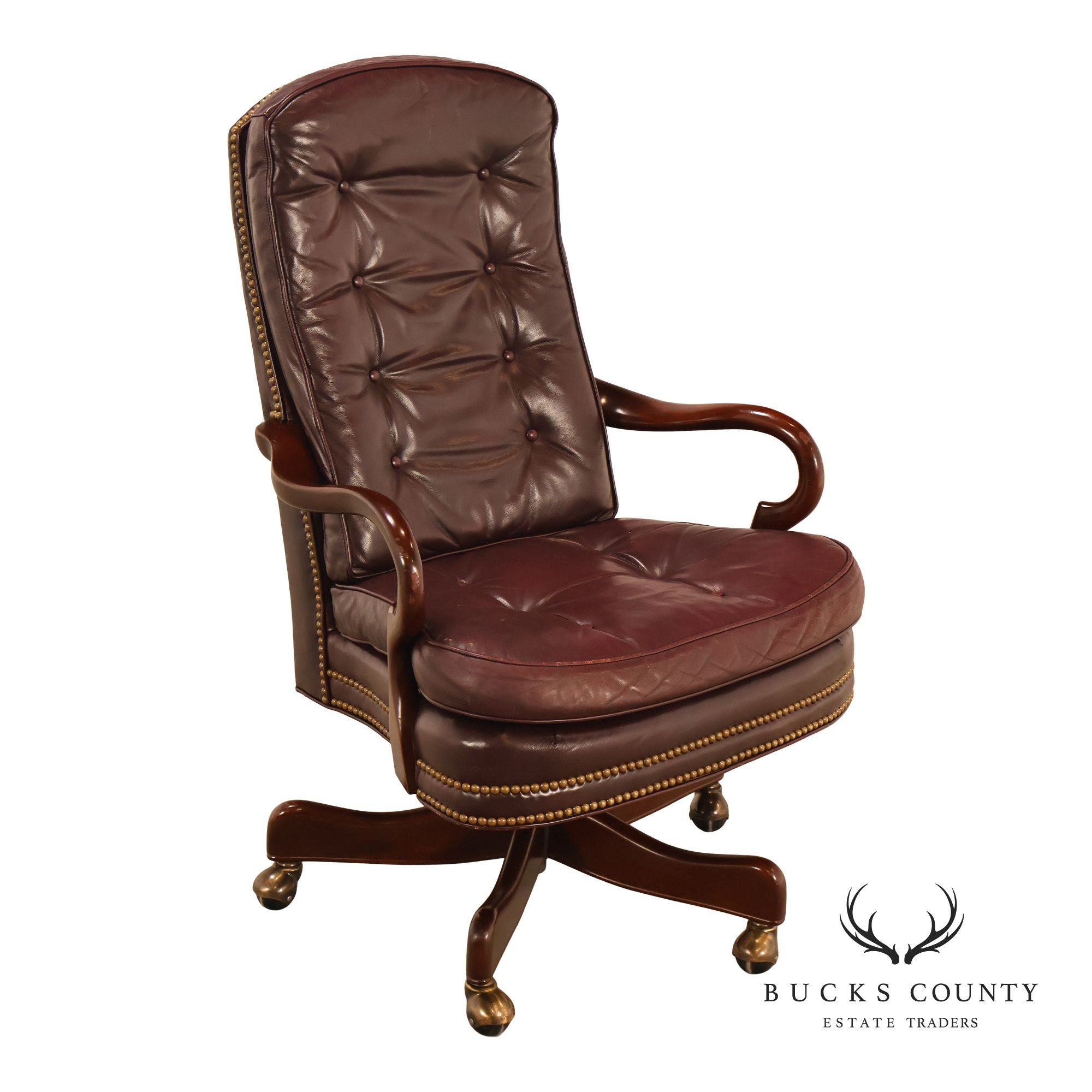 Hancock & Moore Vintage Burgundy Leather Executive Office Chair