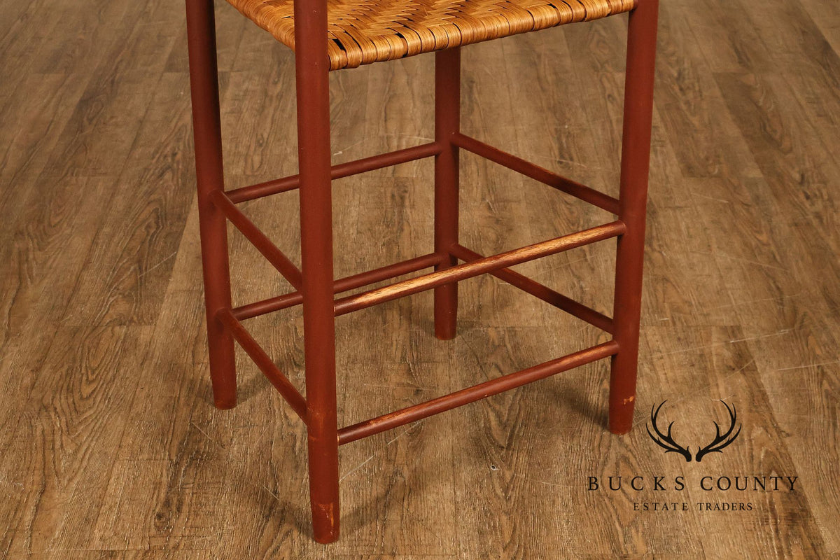 Shaker Style Pair of Rush Seat Counter Stools