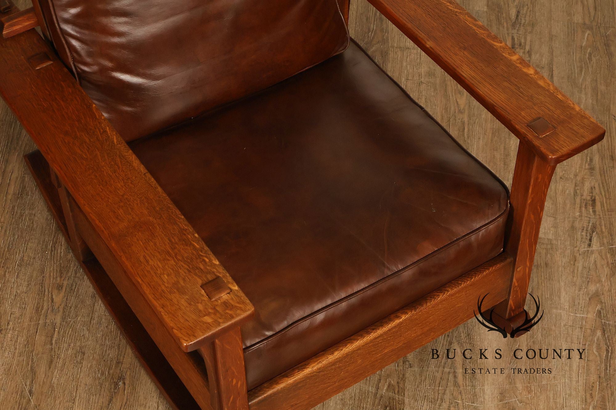 Antique L & JG Stickley Mission Oak Morris Rocker