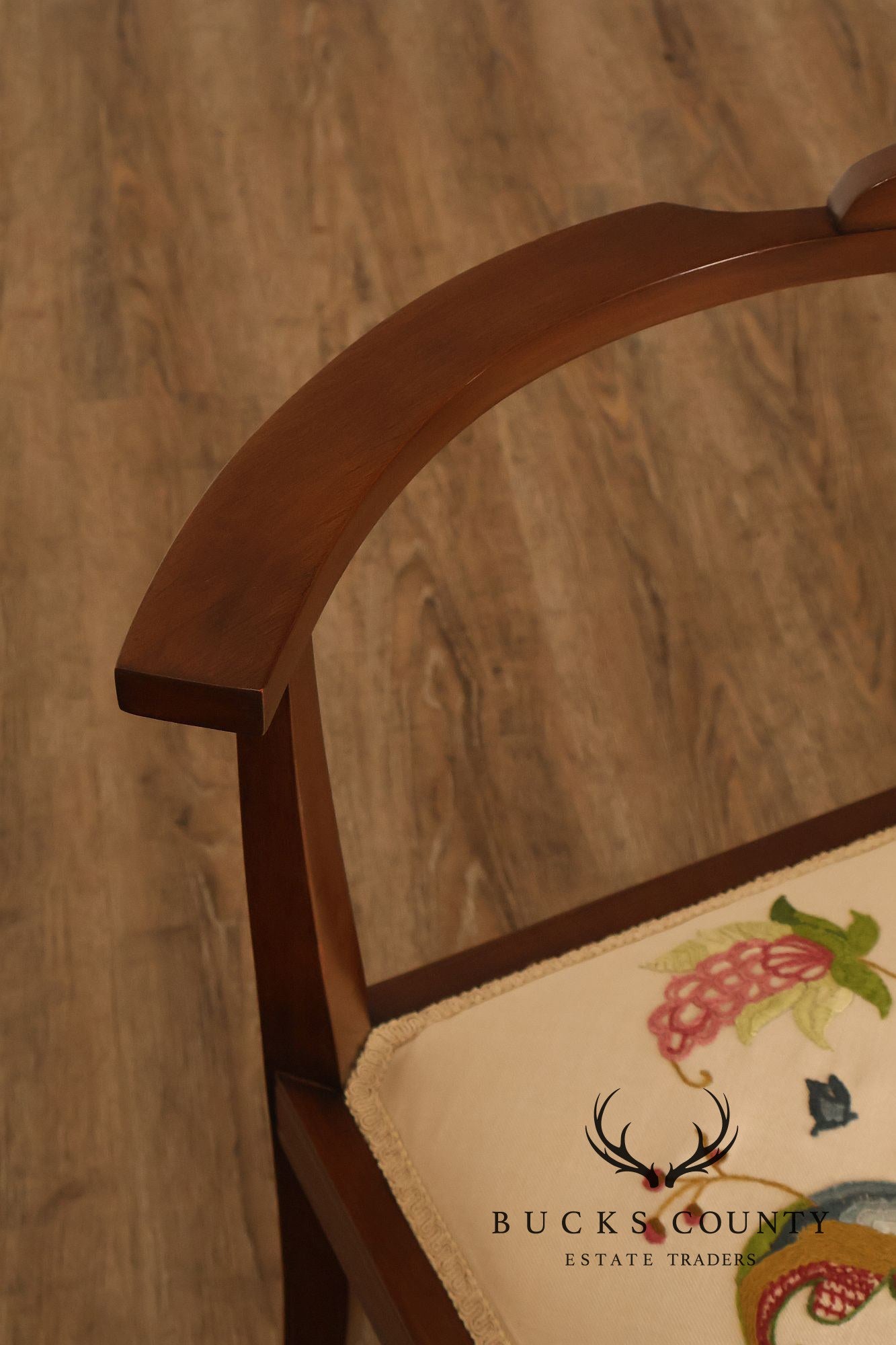 Scandinavian Carved and Embroidered Corner Chair