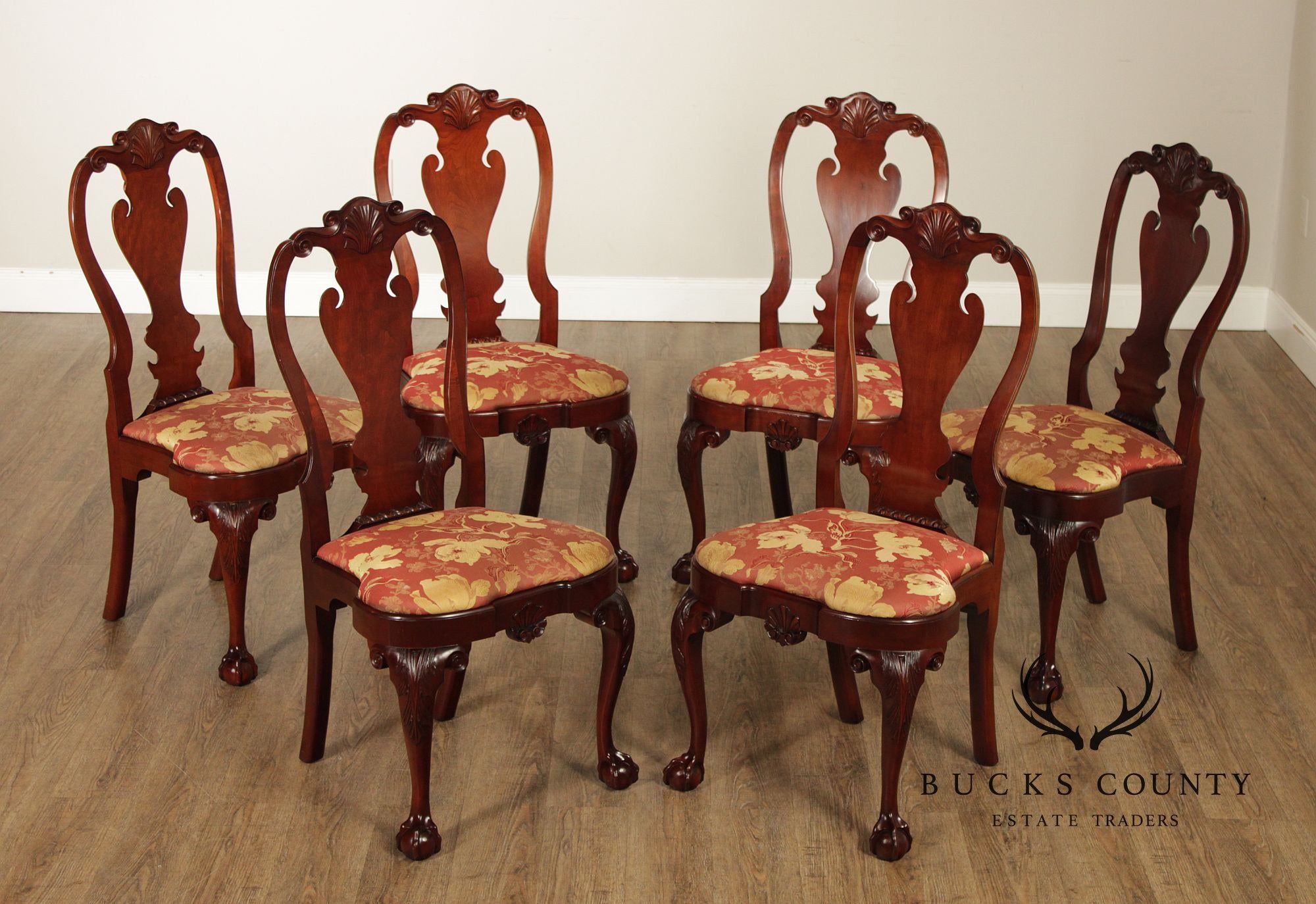 Kindel Winterthur Collection Set Of Six Carved Dining Chairs