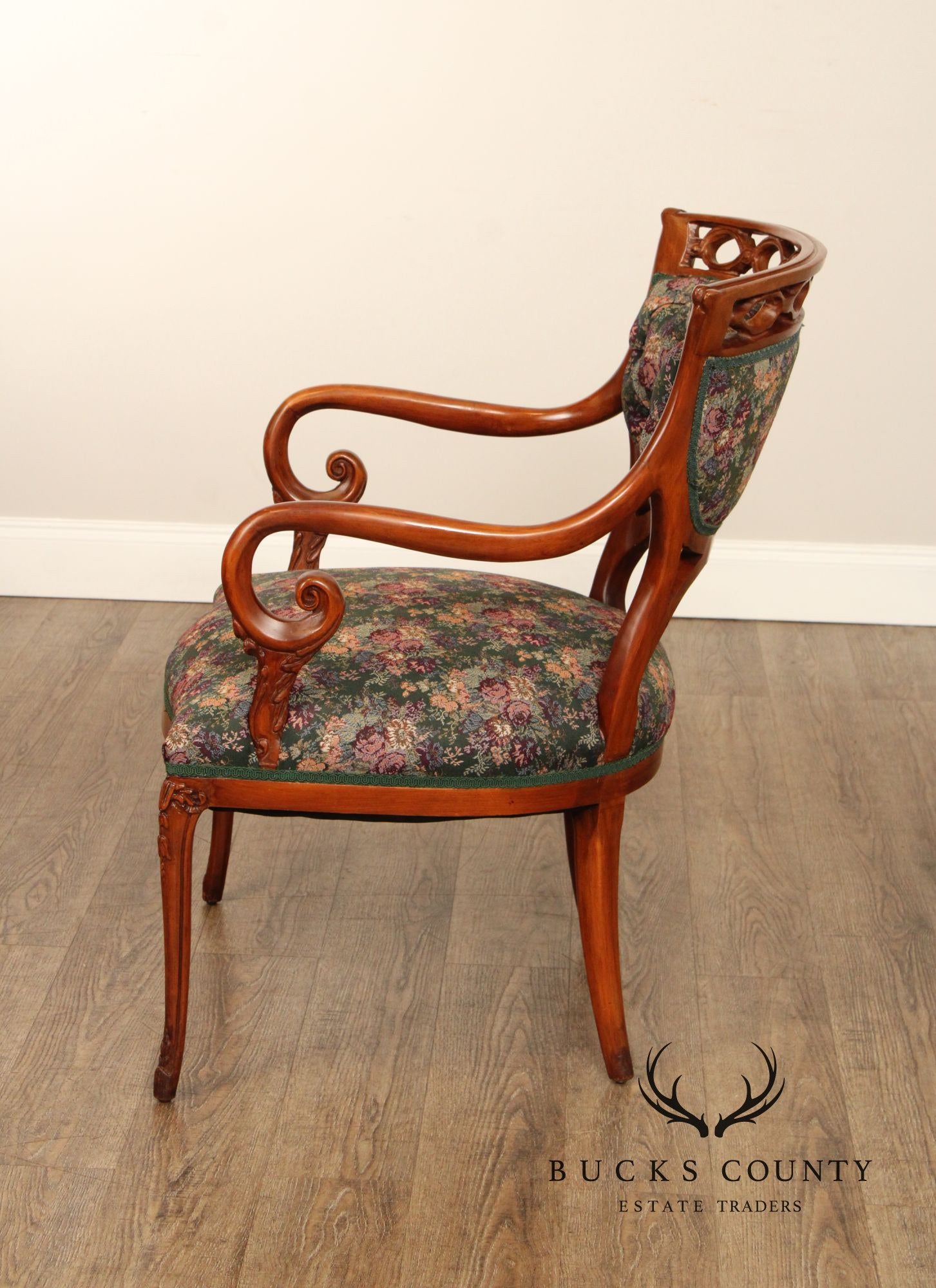 Regency Style Pair of Carved Parlor Armchairs