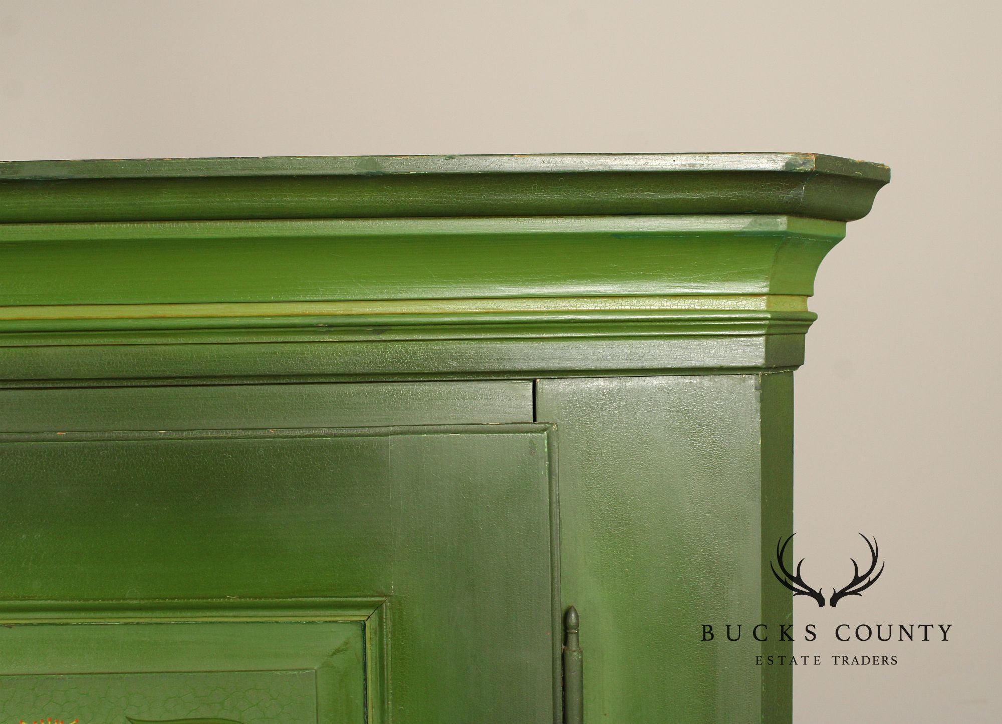 Folk Art Hand Painted Large European Two Door Armoire